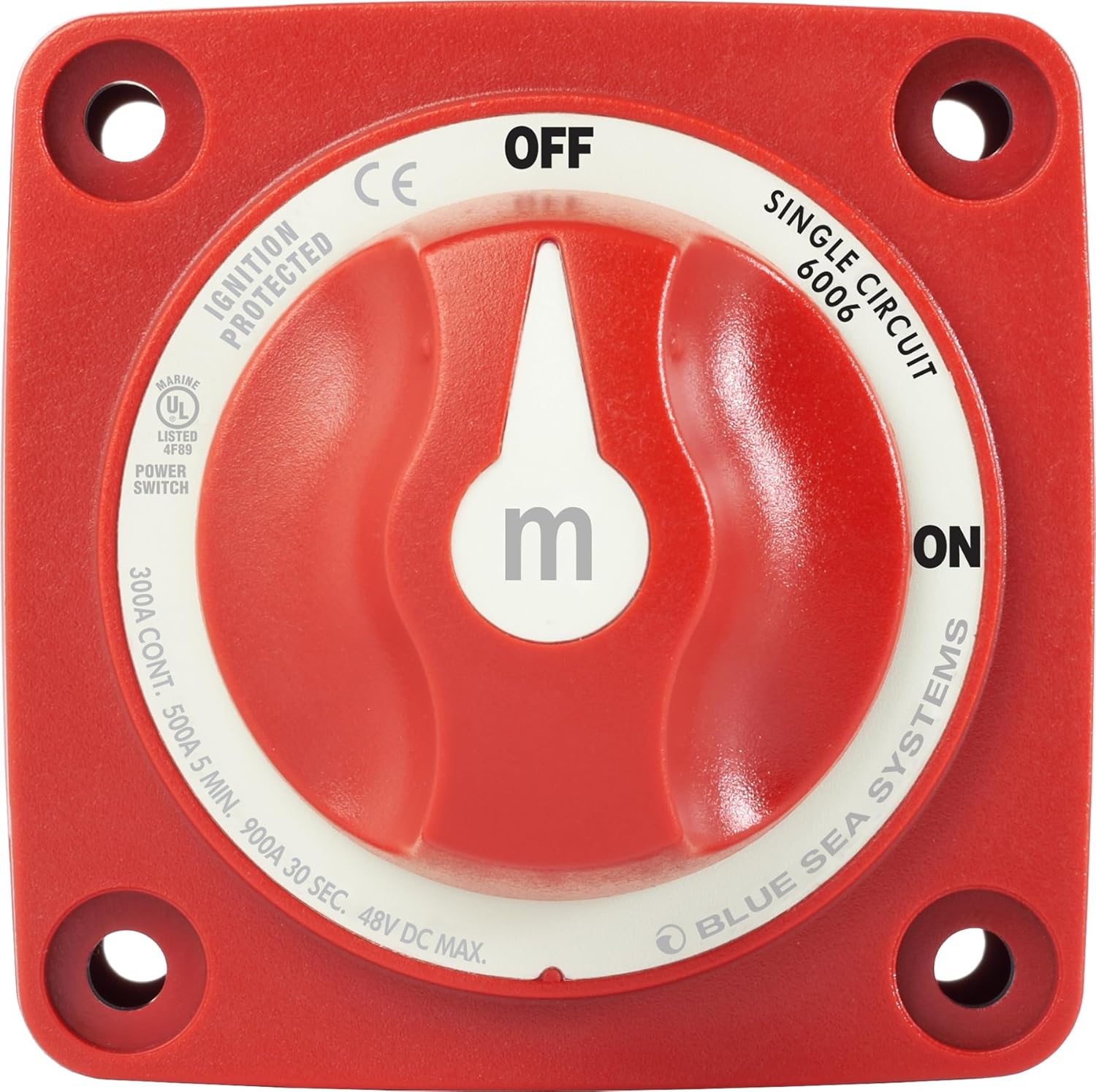 Blue Sea Systems On/Off Battery Isolator Switch With Locking Key, Red, 6006 mu2011Series
