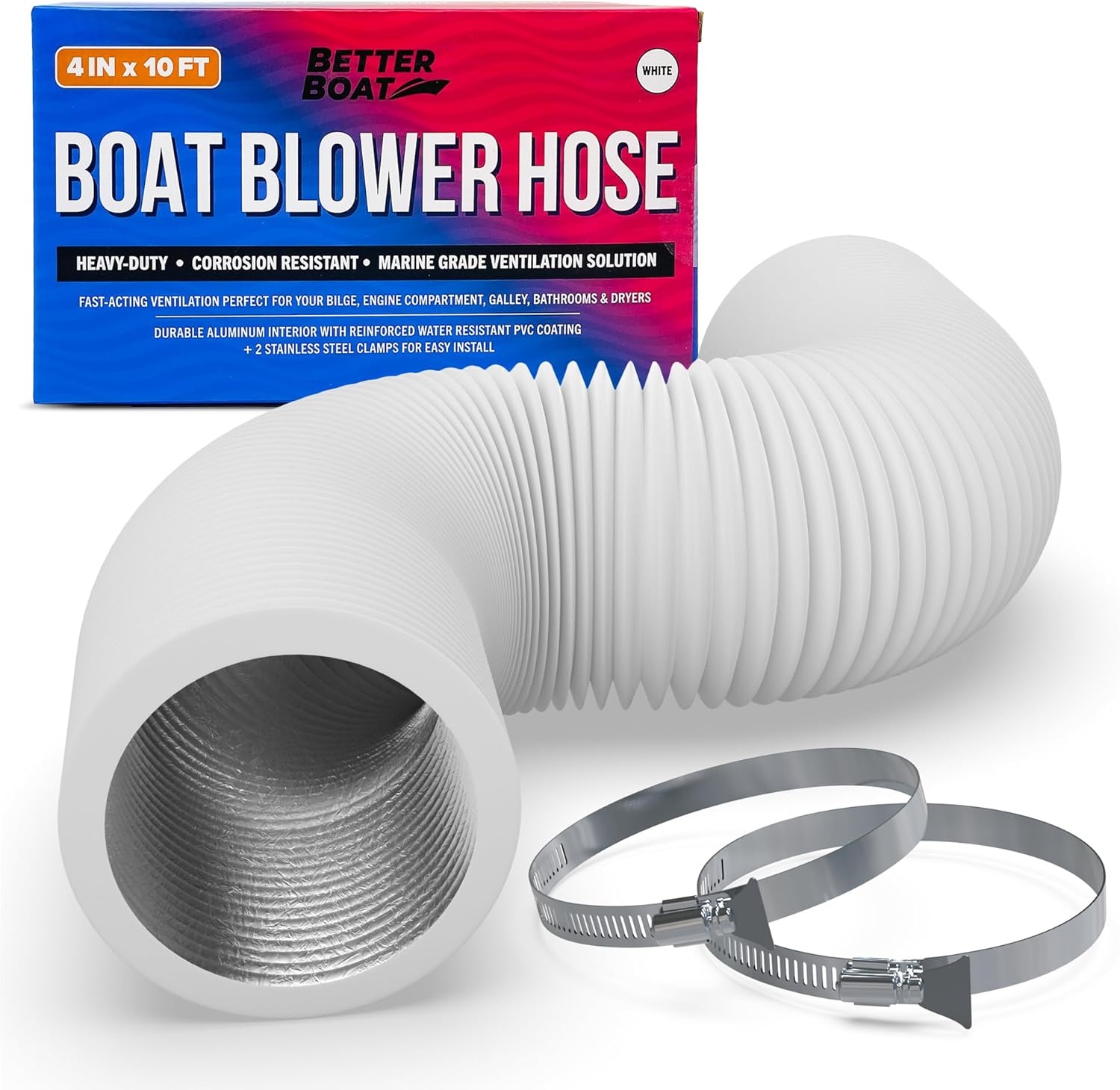 Boat Blower Hose, 4 Inch Marine Exhaust Hose, 10 Ft Flexible PVC Duct for Bilge, Engine Compartment, Galley, Head, or Dryer Vent, Black - Image 5