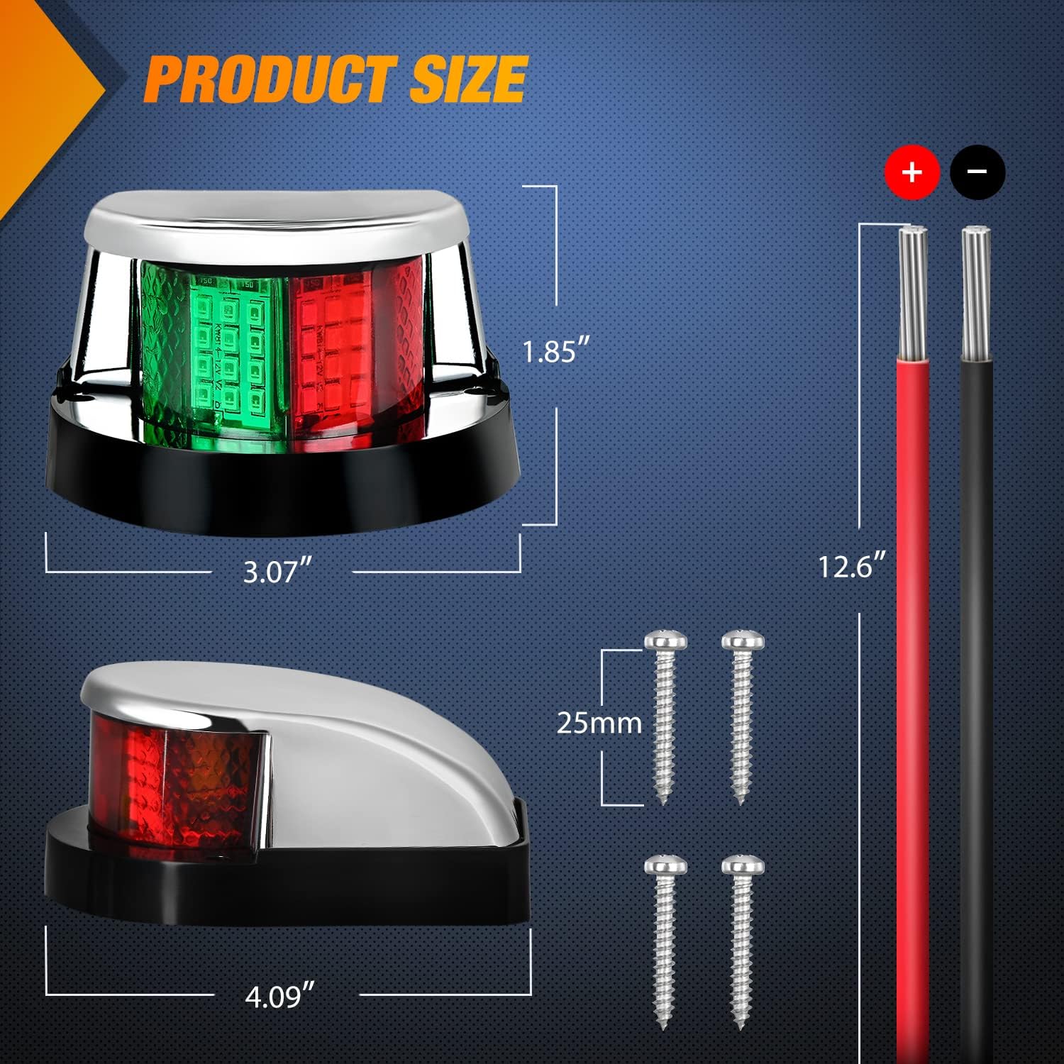 Nilight Marine Boat Navigation Light 24LED Red Green LED Port Starboard Signals Bow Lights 12V Waterproof for Skeeter Yacht Pontoon Speedboat Sailboats Fishing Boats