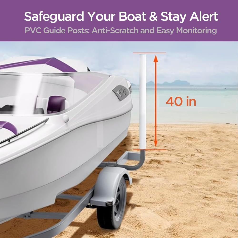 Sebnux Galvanized Steel Boat Trailer Guide with PVC Pipes for Ski Boat Fishing Boat, Sailboat Trailer 40 Inches