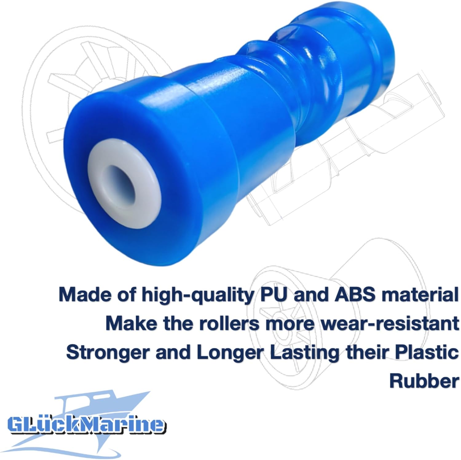 GlückMarine 12" & 8" Self Centering Keel Roller Bow Stop Used on 5/8 Inch Diameter Shaft Mount Bracket for Boat Trailer