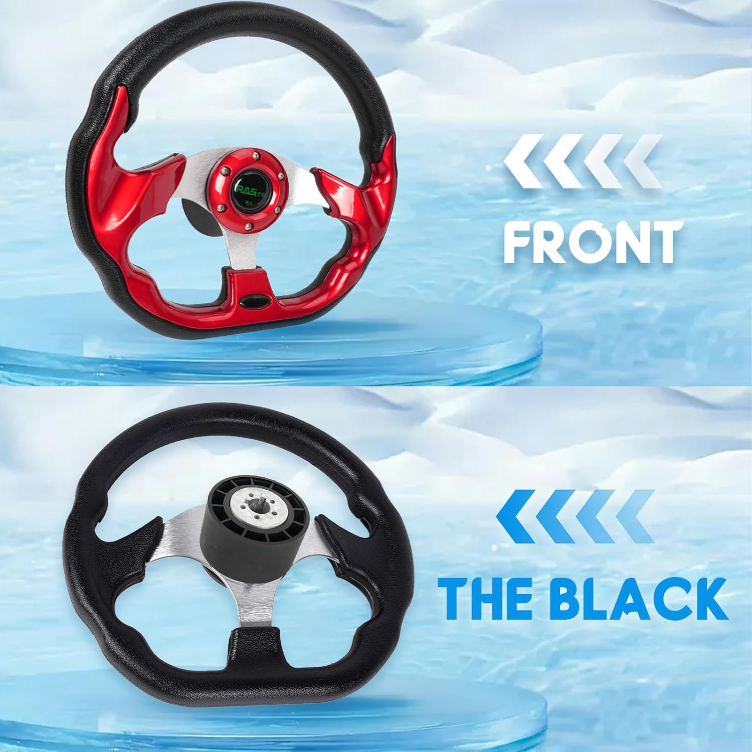 RASTP 12.6 Inch Boat Steering Wheel with 3/4u201C Axle Marine Steering Wheel Adapter for Most Marine boats,Vessels,Yachts,Pontoons Boat(Red) - Image 7