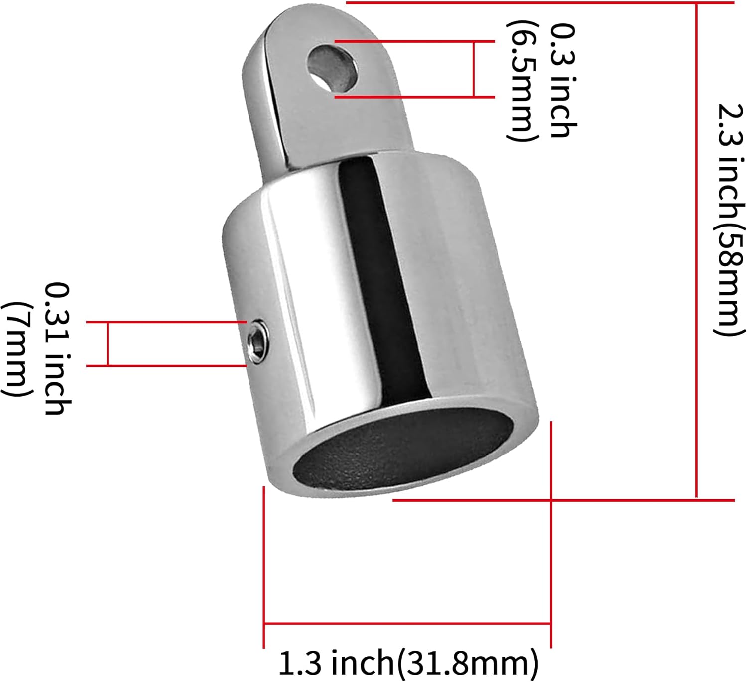 Laorde 316 Stainless Steel Bimini Top Eye End Cap 7/8 inch and 1 inch Marine Grade Heavy Duty Bimini Top Parts for Boats with L Shape Hex Key