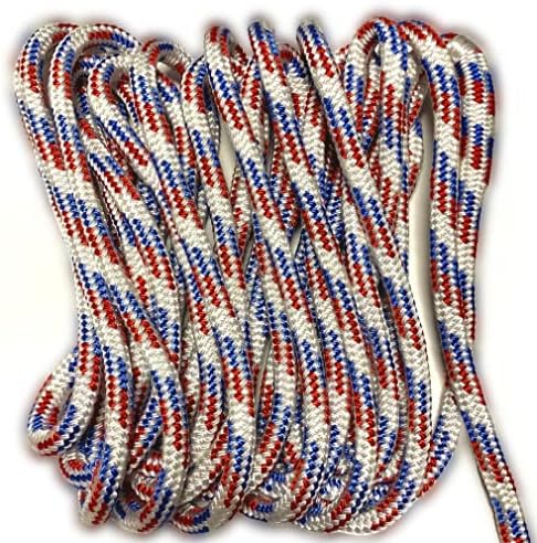 South Bend Rope Marine Grade Double Braided Nylon Dock Line w/Eye Splice (Red/White/Blue, 3/8-inch x 15 feet)