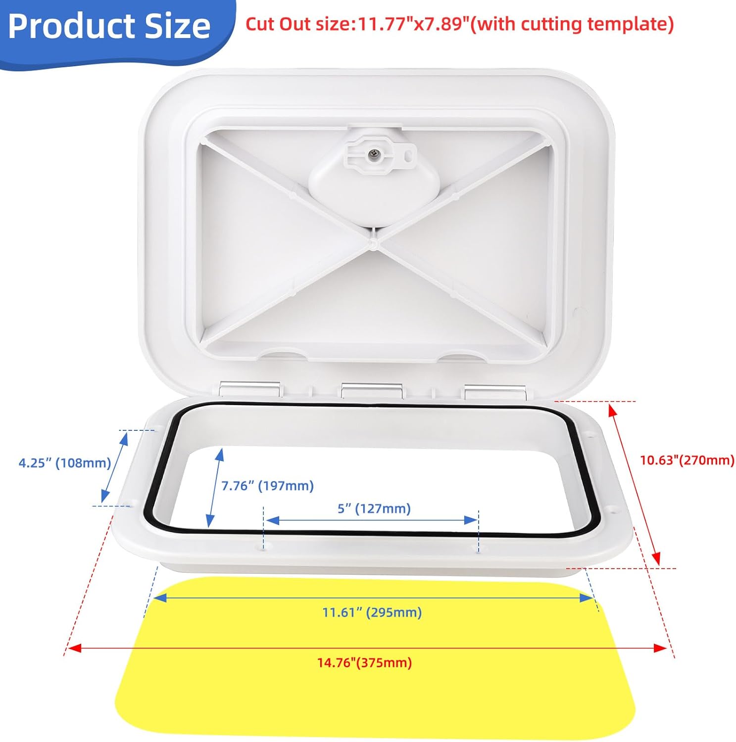 Marine Boat Hatch Deck Cover Lid,Marine Deck Access Hatch & Lid,Black Rectangle Boat Access Door for Bass/John/Fishing/Skiff/Sailboat/Yacht,Waterproof Cover Easy to Install