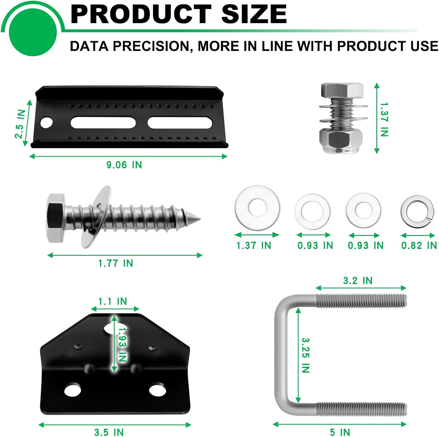 Andorm 8" Boat Trailer Bunk Brackets Kit Heavy Duty, Galvanized Swivel Top Bunk Bracket Kit for Boat Trailer Crossmember 1.5x3, 2x3, 3x3 Black 4 Pack