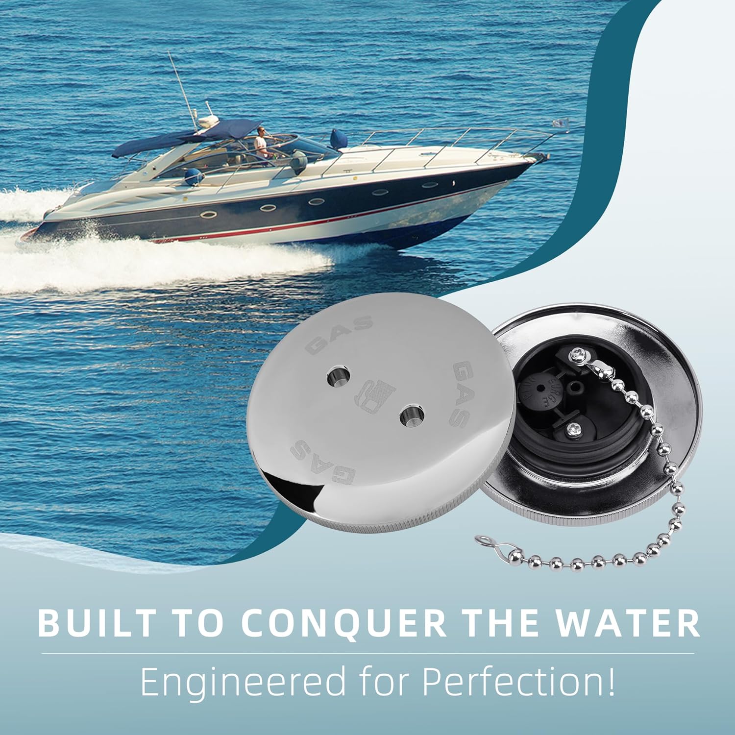 Boat gas cap replacement part, suitable for the marine air cap cover of Peko 0540DPG99A, including valve cap key, applicable to ships, suitable for 1-1/2 angle ventilation filling port.