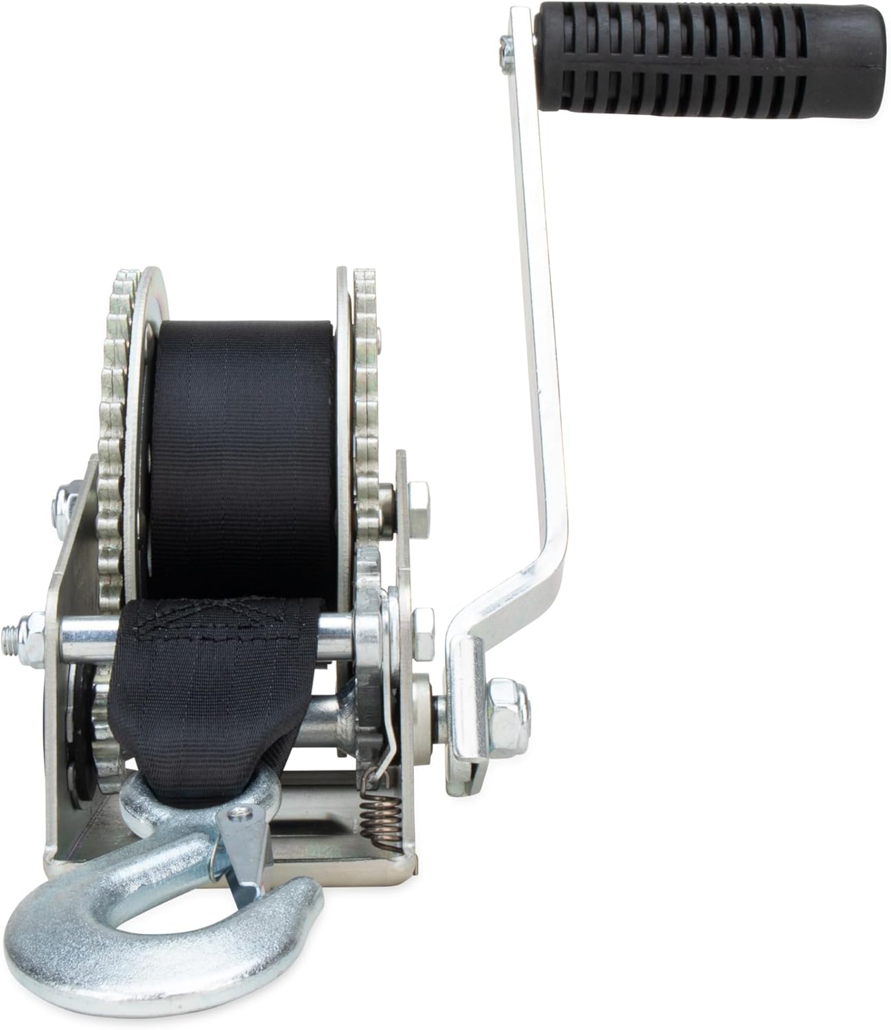 Camco 2000lb Boat Trailer Winch - Manual Hand Crank Boat Winch Features 20-Foot Strap & 2-Way Ratchet - 2,000lb Weight Capacity - Boat Trailer Accessories (50000) - Image 2