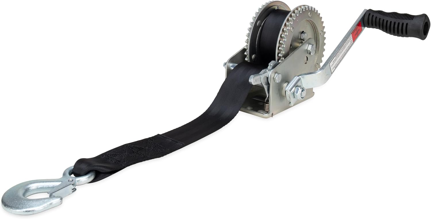 Camco 2000lb Boat Trailer Winch - Manual Hand Crank Boat Winch Features 20-Foot Strap & 2-Way Ratchet - 2,000lb Weight Capacity - Boat Trailer Accessories (50000) - Image 7