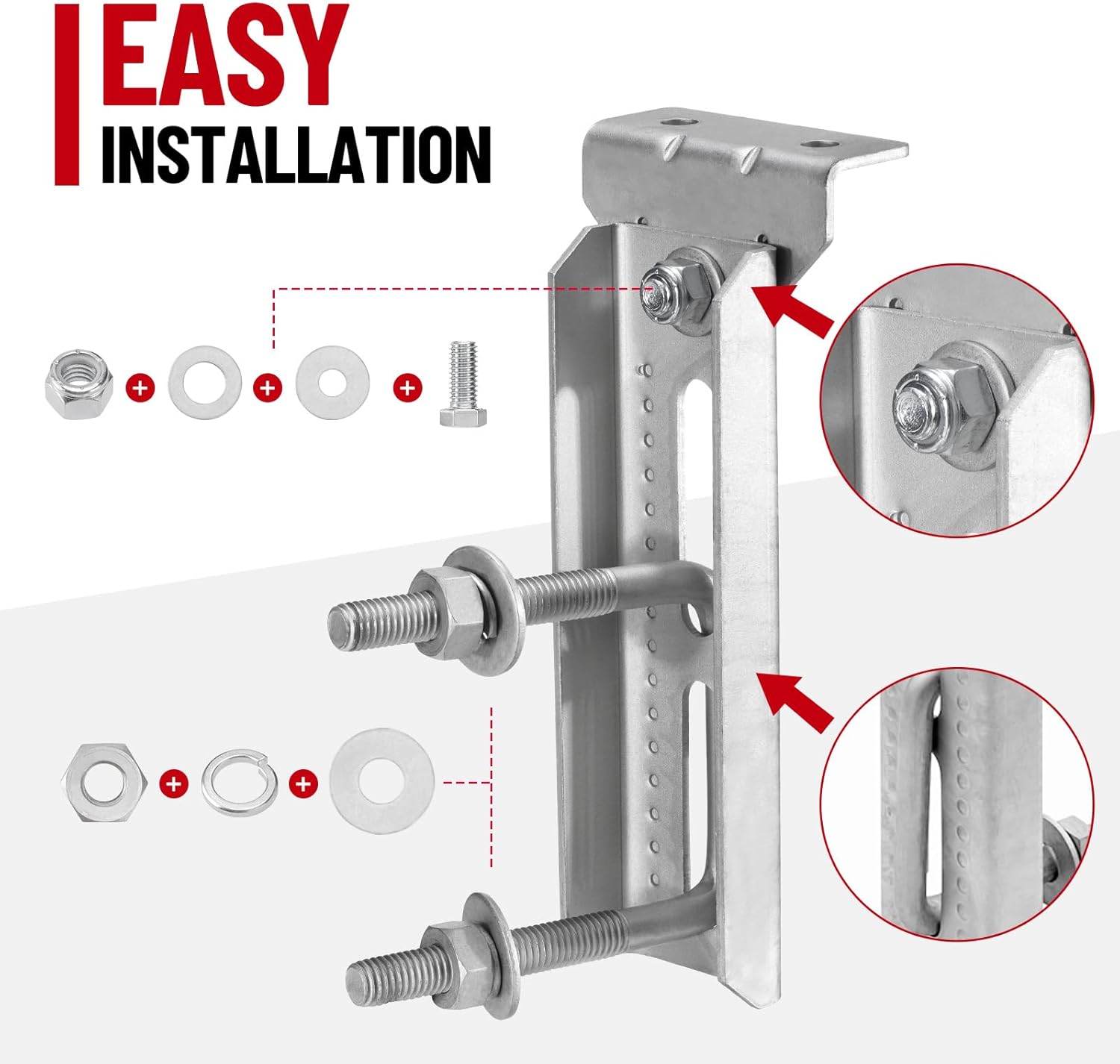 Racewill 4 Pack 8"/10"/12" Boat Trailer Bunk Brackets for 1.5" x 3", 2" x 3", 3" x 3" Boat Trailer Crossmember - Image 5