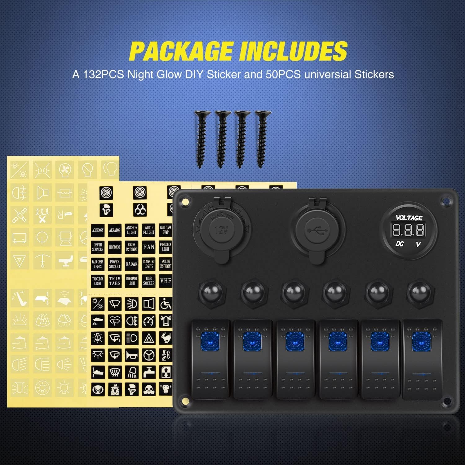 Nilight 6 Gang ON Off Rocker Switch Panel 12V Voltmeter Dual USB Charger Cigarette Lighter Socket For RV Truck Boat , 2 Years Warranty - Image 6