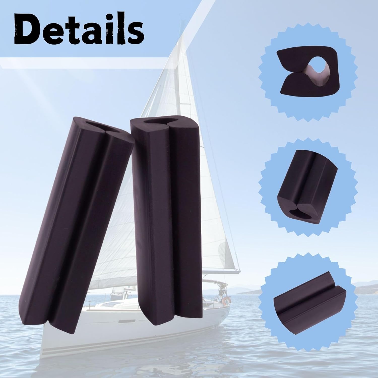 Boat Marine Outboard Motor Hydraulic Steering Stop Locks for Yamaha Mercury Evinrude Johnson Engine Trailering or Transport Rubber Black - Image 3