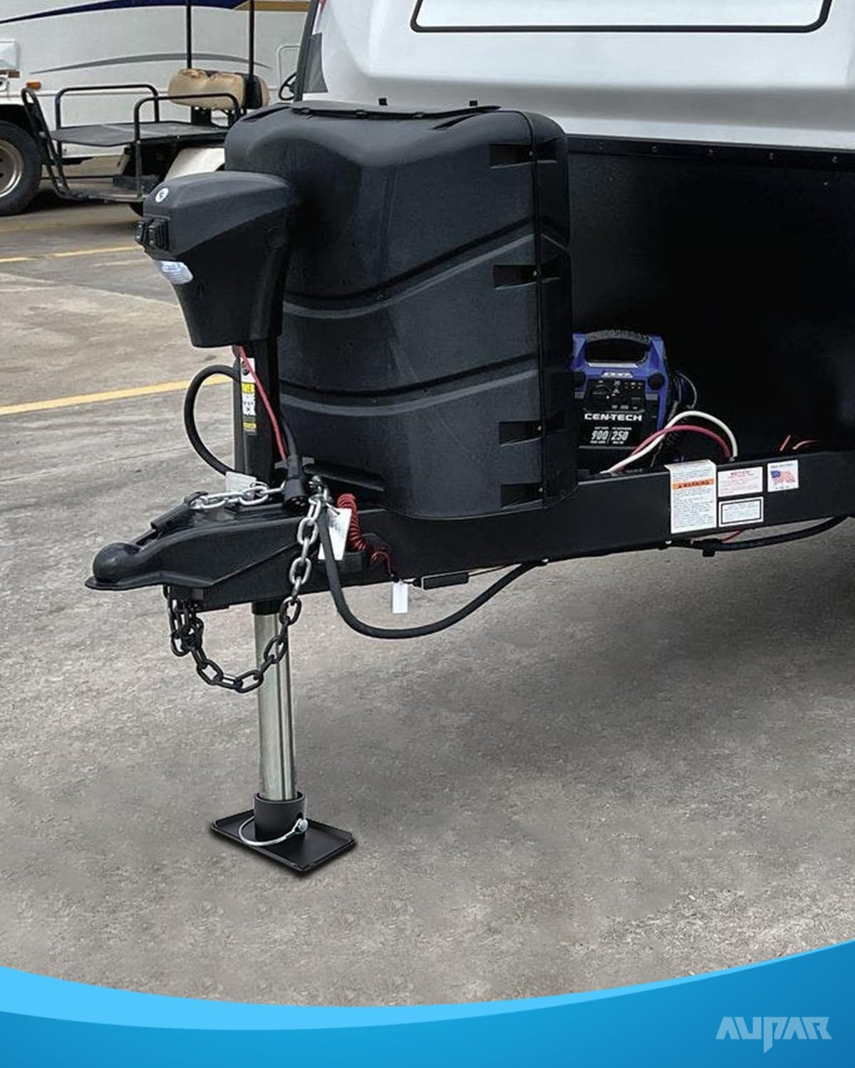 Aupar Trailer Jack Foot Plate with Pin Base, 5000lbs Capacity Foot Pad Compatible with Boat Trailer Jack Tongue Parts, Boat Hitch Camper, RV, A-Frame Boat - Black - Image 6