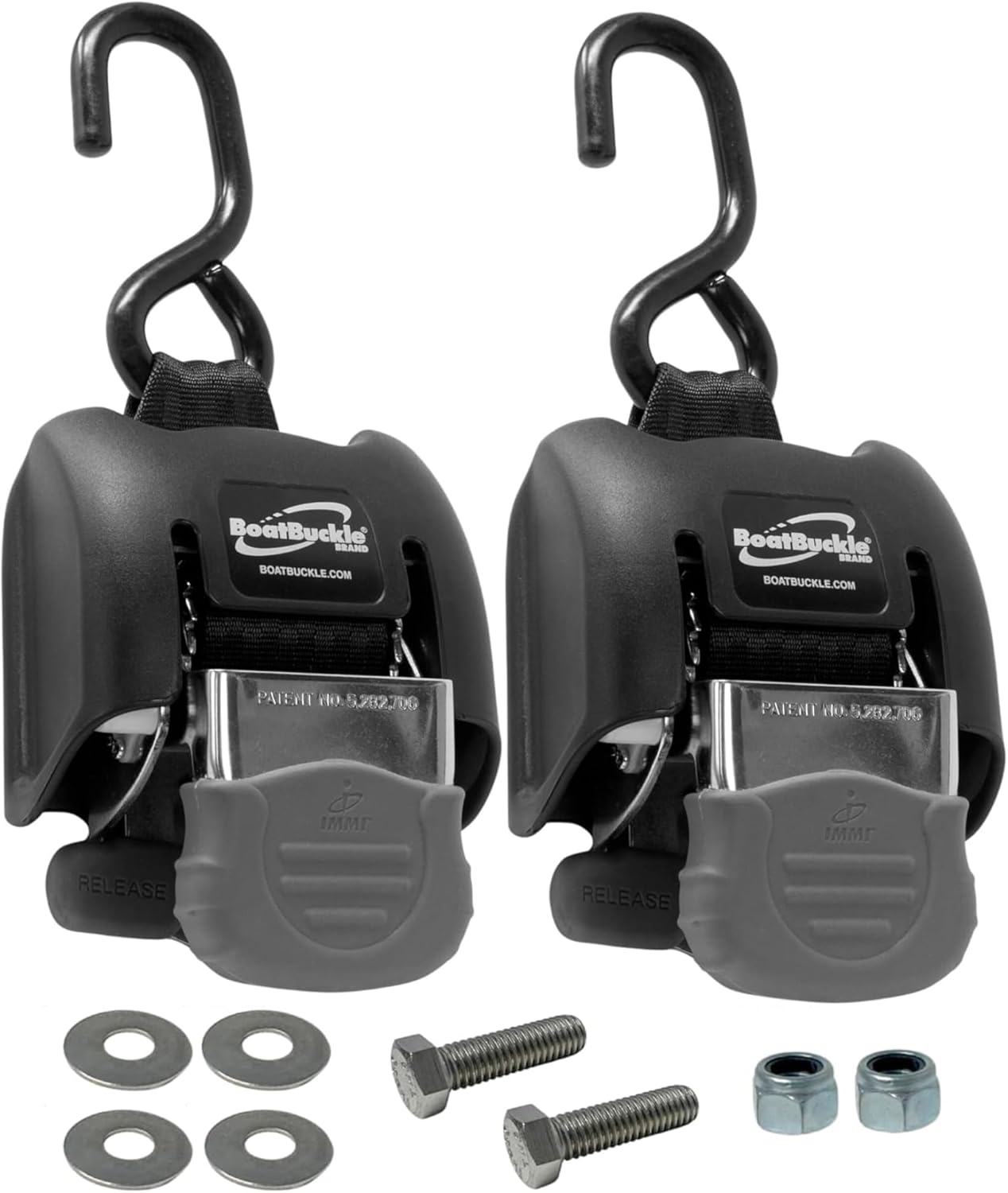 BoatBuckle G2 Transom Boat Tie Down Straps to Trailer 2x43-Inch, 2500lbs Break Strength, Bolt On Retractable Ratchet Straps Heavy Duty, 2-Pack - Image 9