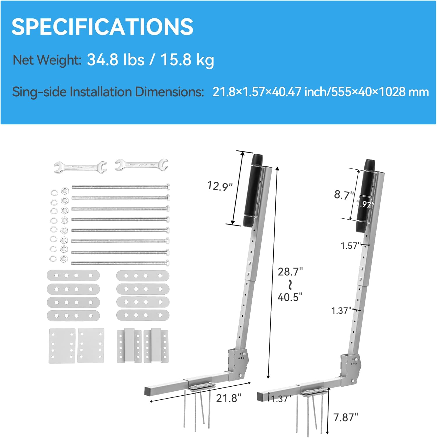 Adjustable Boat Trailer Guide-on, Boat Trailer Guide Side Roller Guides System for Fishing Boat or Sailboat Trailer