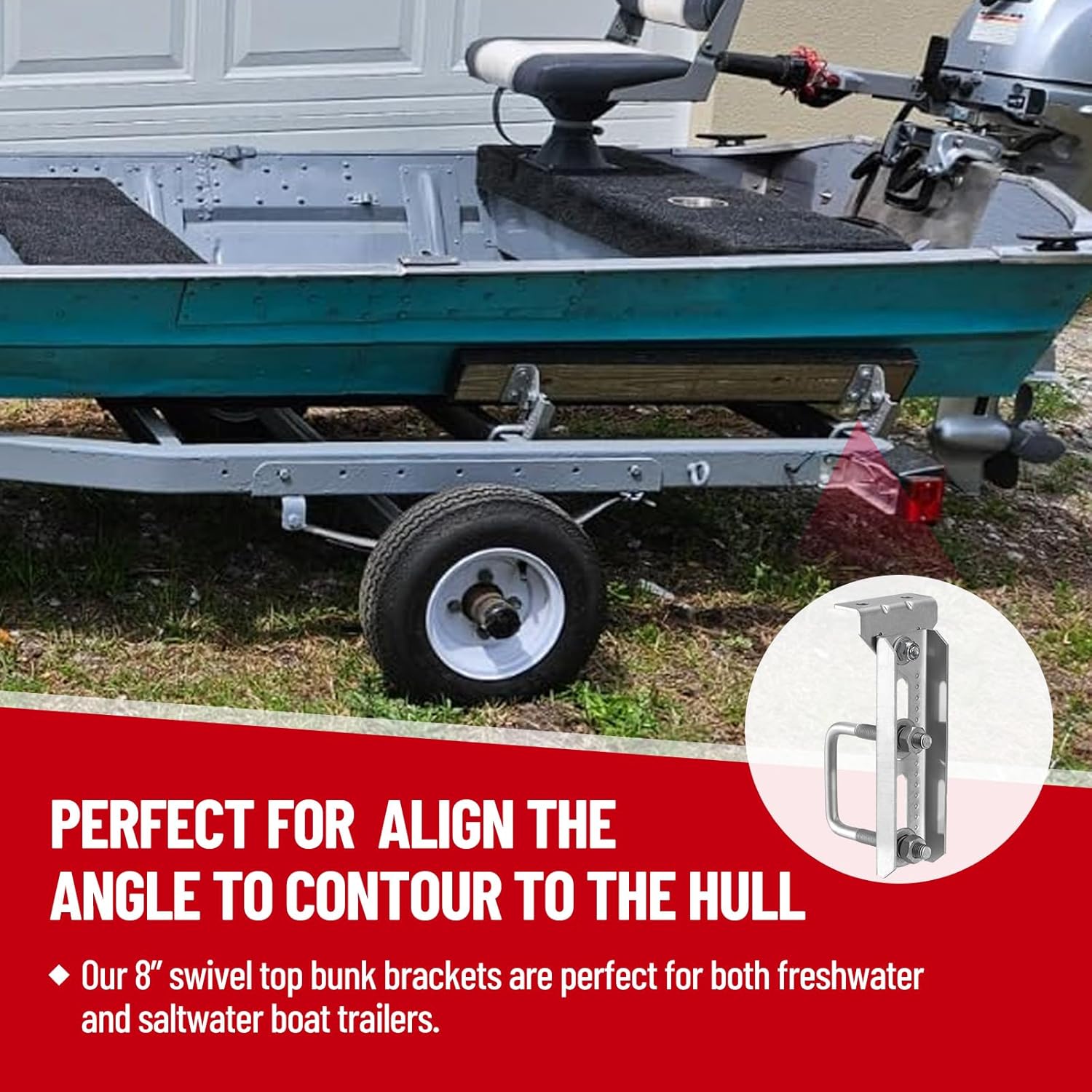 Racewill 4 Pack 8"/10"/12" Boat Trailer Bunk Brackets for 1.5" x 3", 2" x 3", 3" x 3" Boat Trailer Crossmember - Image 3