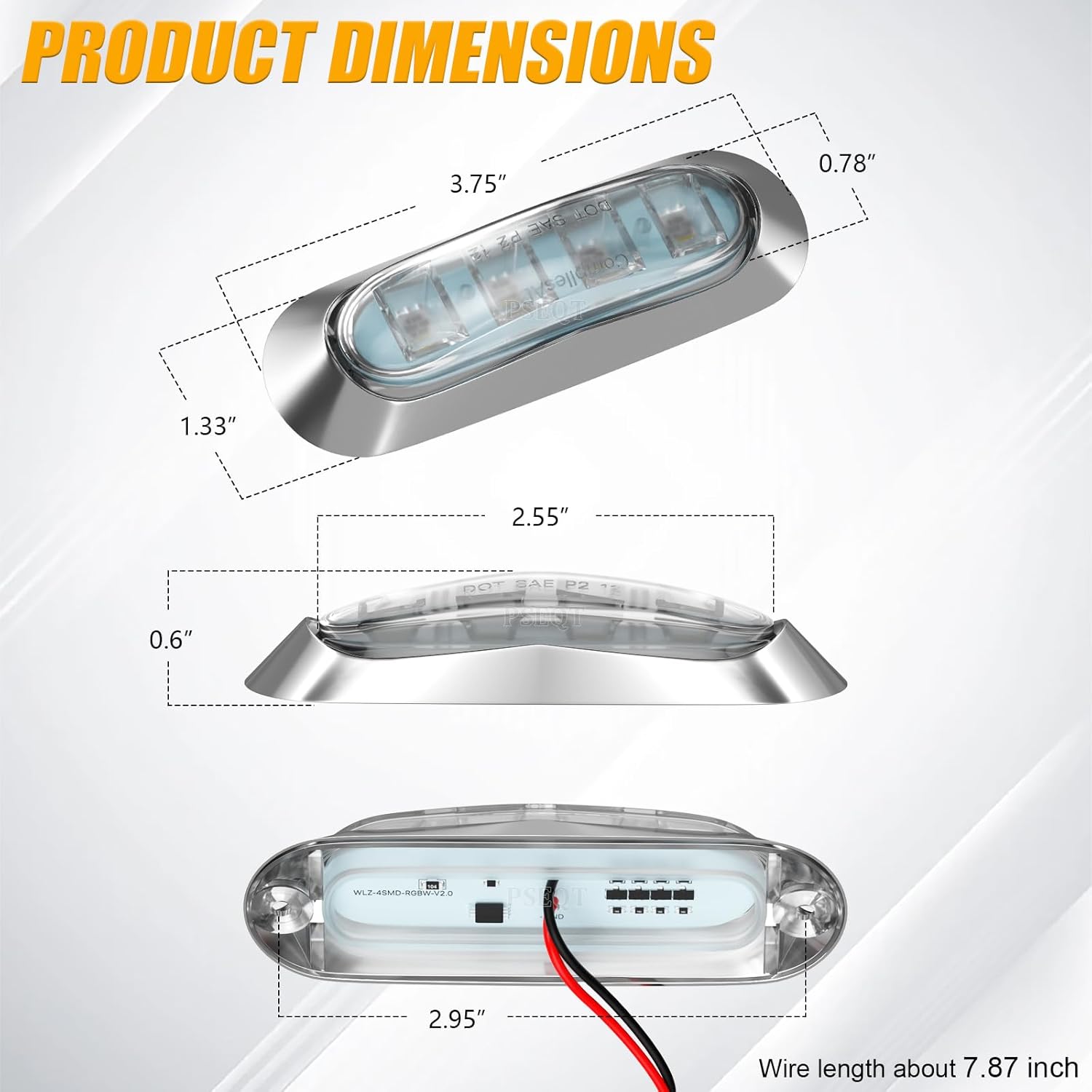 PSEQT 6Pcs 4LED RGBW Boat Courtesy Lights, 4-color 3.8'' Oval Waterproof Marine Interior Deck Transom Stern Navigation Lights for Pontoon Fishing Boat Bass Sailboat Kayak Yacht - Image 6