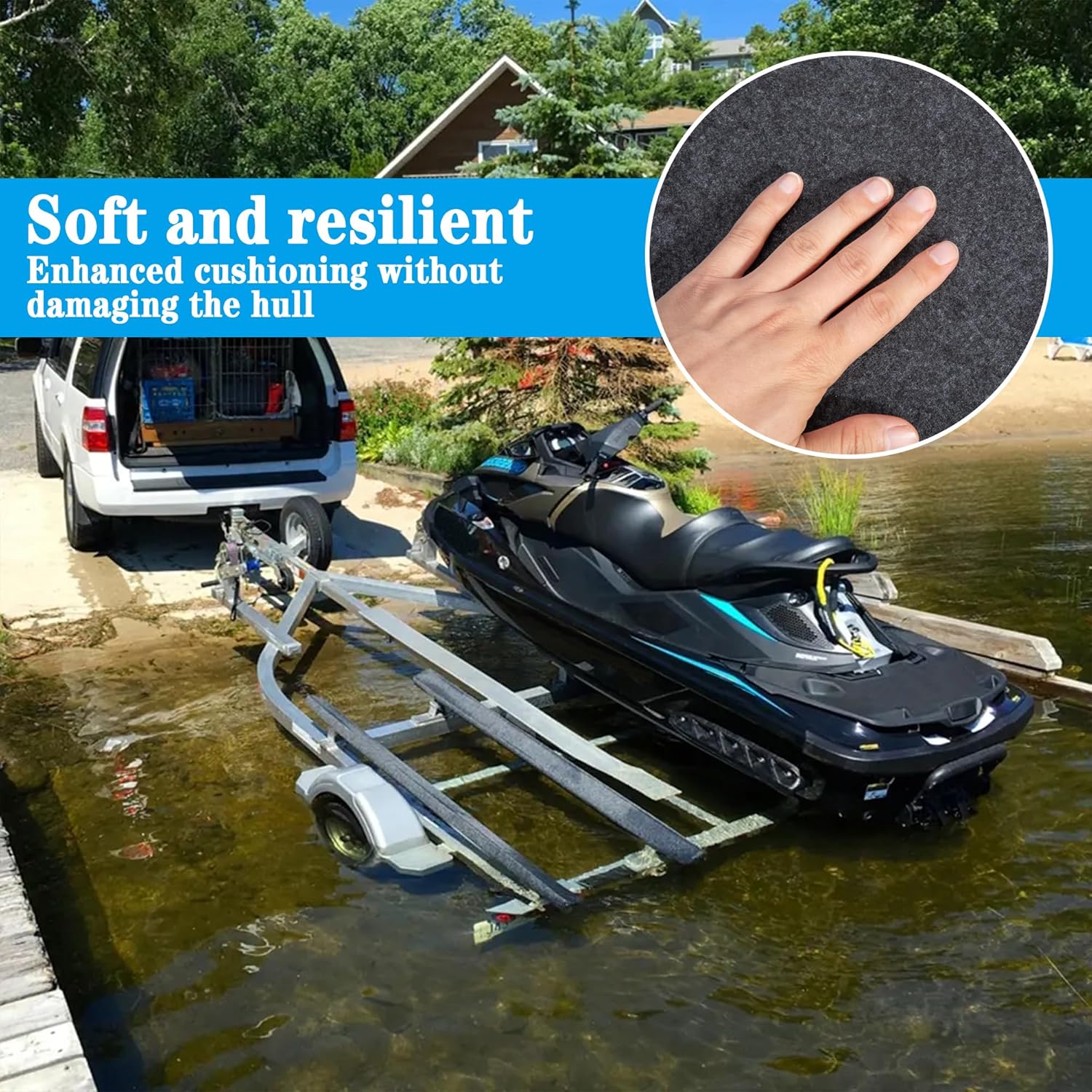 DECOHS Boat Trailer Bunk Carpet - Marine Trailer Bunk Carpet - Trailer Boat Bunk Padding for Outdoor Boat Trailer Jet Ski Ramp Garage Dock - Image 5