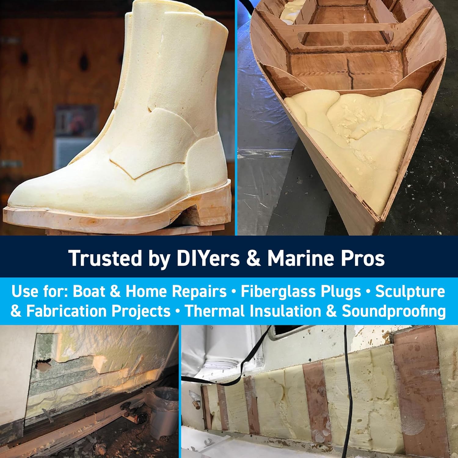 TotalBoat 6 Lb Density Expanding Foam Kit, 2 Part Closed Cell Polyurethane Liquid Foam for Boat Flotation, Casting, Carving, Sculpture, Reinforcement and Void Filling (2 Quart Kit) - Image 2