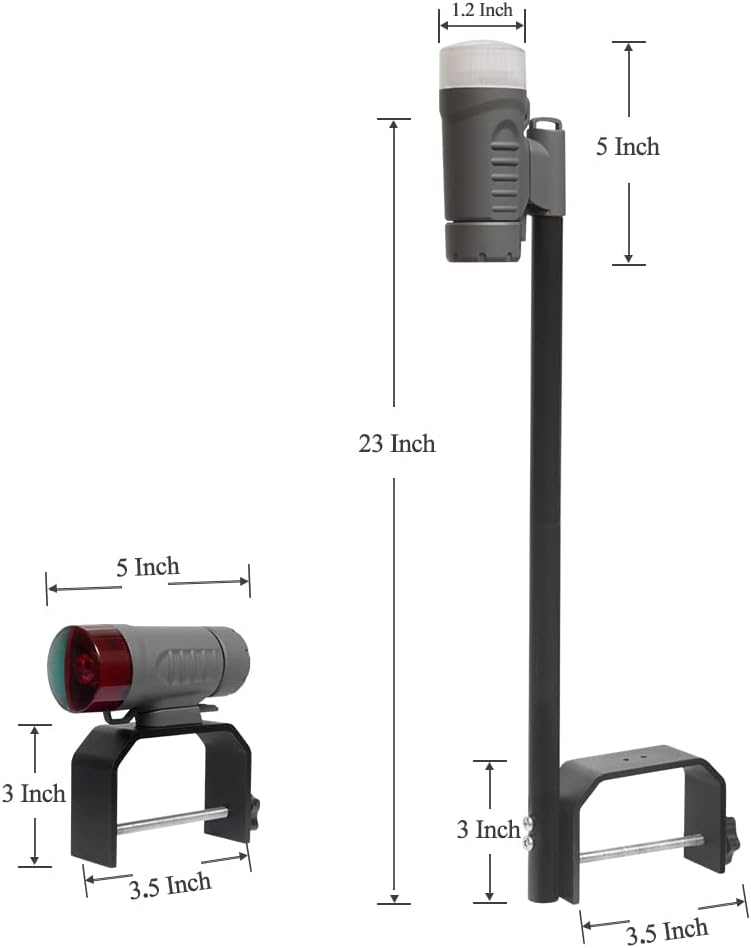 Sebnux Battery Boat Light Bow and Stern Portable Battery Power Boat Navigation Ligt for Pontoon and Small Boat (Grey) - Image 3
