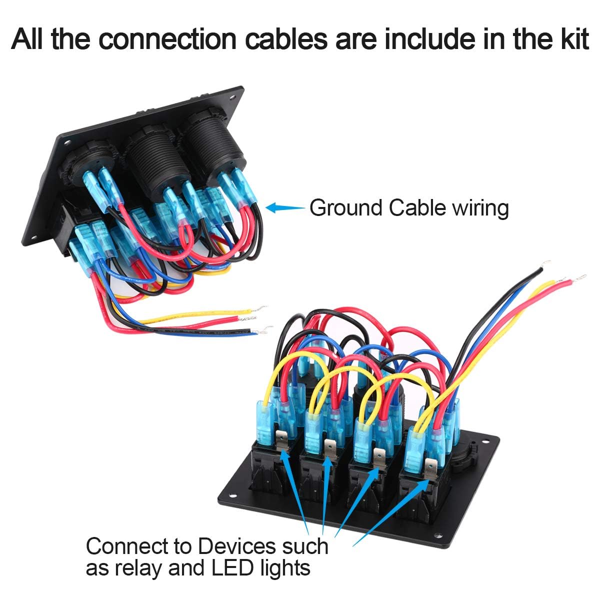 Garfour 4 Gang Boat Switch Panel, Marine-Grade Waterproof Aluminum Switch Panel with 12V Voltmeter, 3.1A Dual USB Charger &Lighter Socket - Universal for Marine, RV, Truck Control Dashboards - Image 2