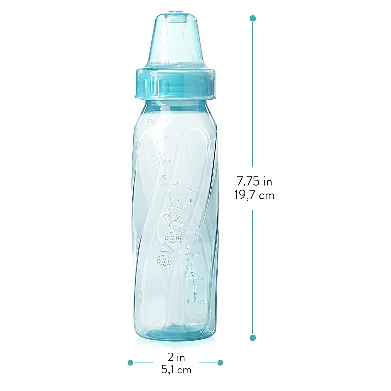 Evenflo Feeding Classic Tinted Plastic Standard Neck Bottles for Baby, Infant and Newborn, Pink/Lavender/Teal, 8 Oz, 12 Bottles - Image 2