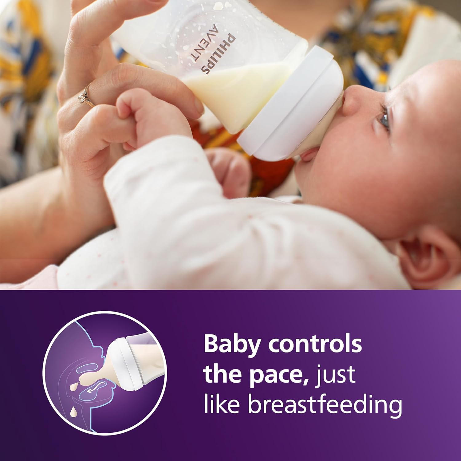 Philips Avent Natural Baby Bottles with Natural Response Nipples (Medium Flow, Flow 3), 9oz, 4-Pack, SCY903/04