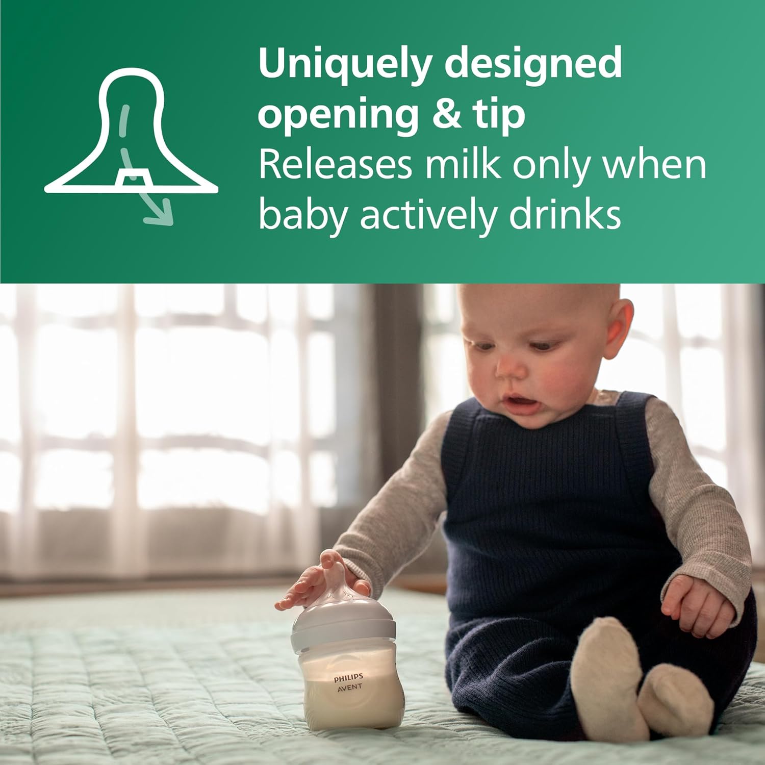 Philips Avent Glass Natural Bottle with Natural Response Nipple, Baby Gift Set, SCD858/01 - Image 3