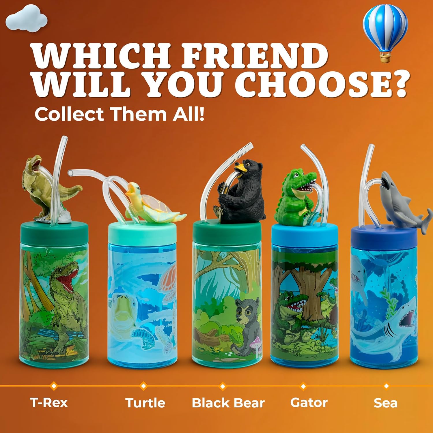 SIP WITH ME Kids Water Bottle, Toddler Cups, Tumbler with Lid and Straw, Travel Sippy Cup for Water or Milk, Kids Cups with Lids for Toddlers 3 and Up, BPA Free Plastic, 12 oz (Trend Zoo Sloth) - Image 7