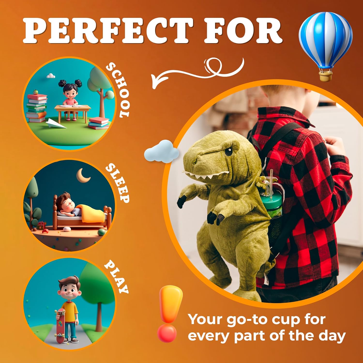 SIP WITH ME Kids Water Bottle, Toddler Cups, Tumbler with Lid and Straw, Travel Sippy Cup for Water or Milk, Kids Cups with Lids for Toddlers 3 and Up, BPA Free Plastic, 12 oz (Trend Zoo Sloth) - Image 8