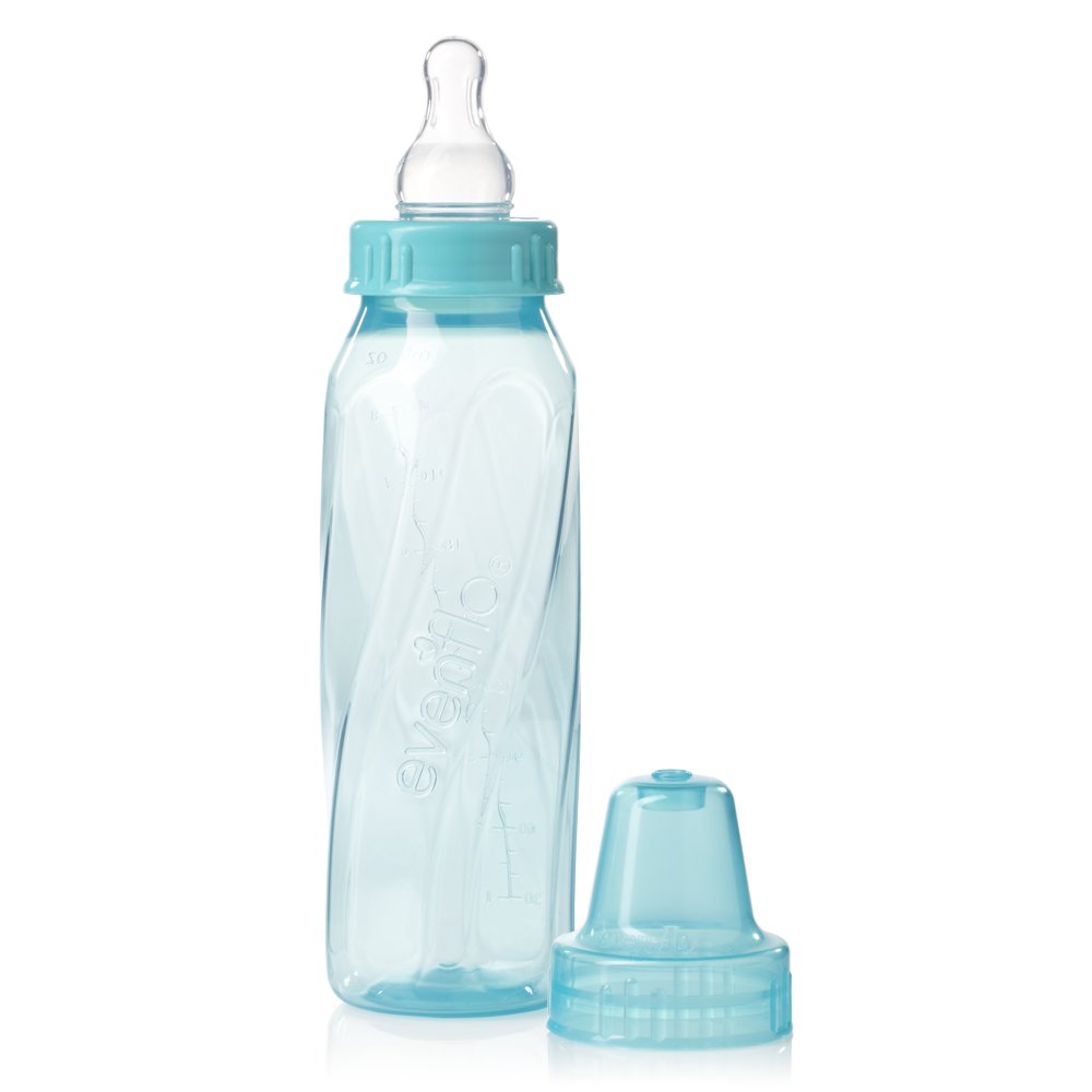 Evenflo Feeding Classic Tinted Plastic Standard Neck Bottles for Baby, Infant and Newborn - Teal/Green/Blue, 8 Ounce (Pack of 12) - Image 3