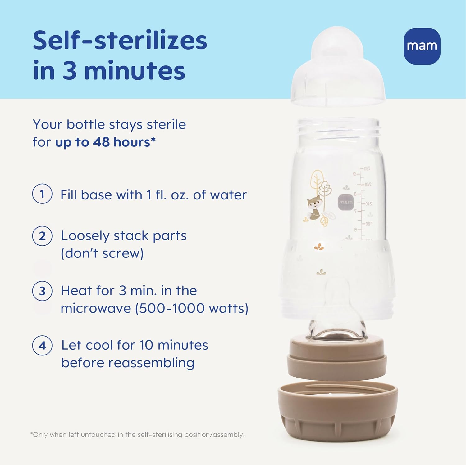 MAM 9oz Easy Start Anti-Colic Wide Neck Baby Bottle, Medium Flow Breastfeeding-Like Nipple, Reduces Colic Gas & Reflux, Easy to Clean, BPA Free, 2+ Months, Made in Europe, Bonus Fast Flow Nipple, 4 Pk - Image 2