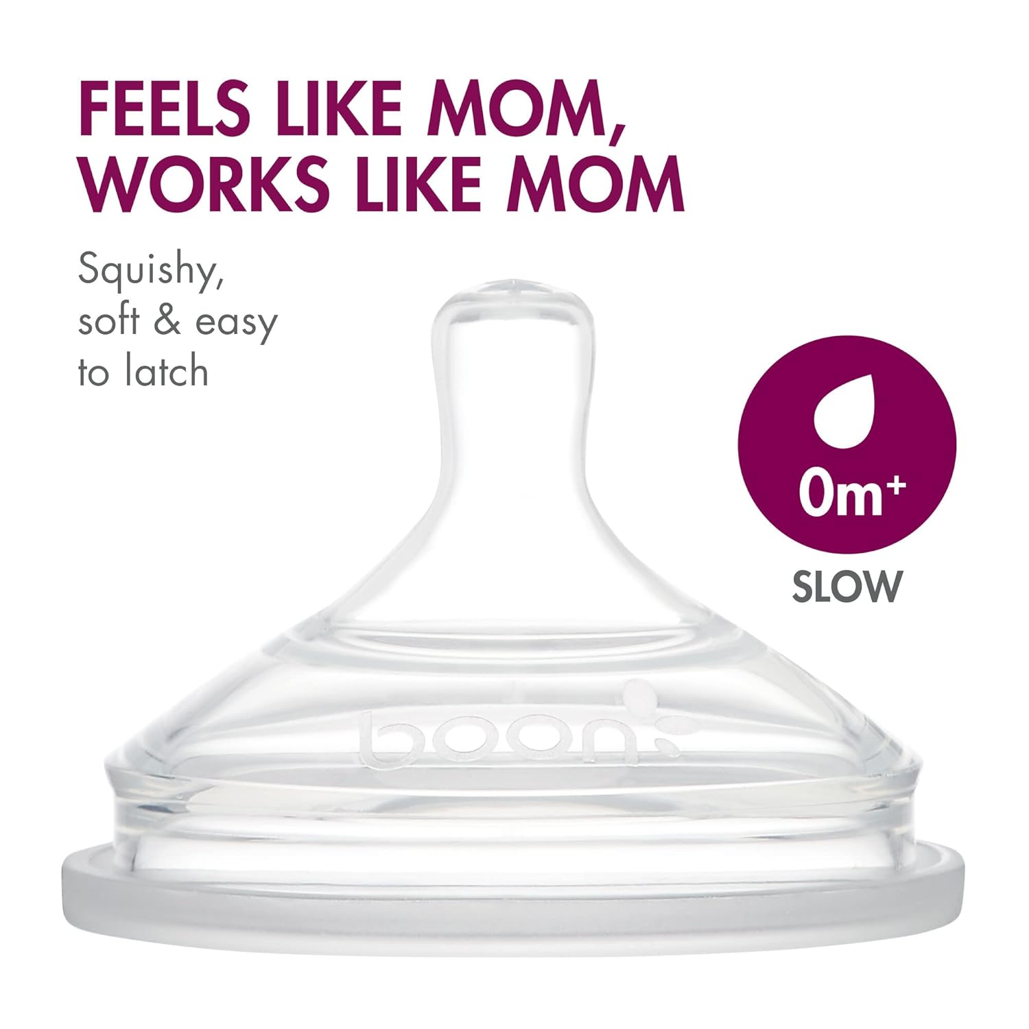 Boon Nursh Reusable Silicone Pouch Baby Bottles - Slow Flow Nipple - Silicone Baby Bottle Pouch and Nipple - Baby Feeding Essentials - Pink - 0-3 Months - 3 Count - 4 Ounce - Image 4