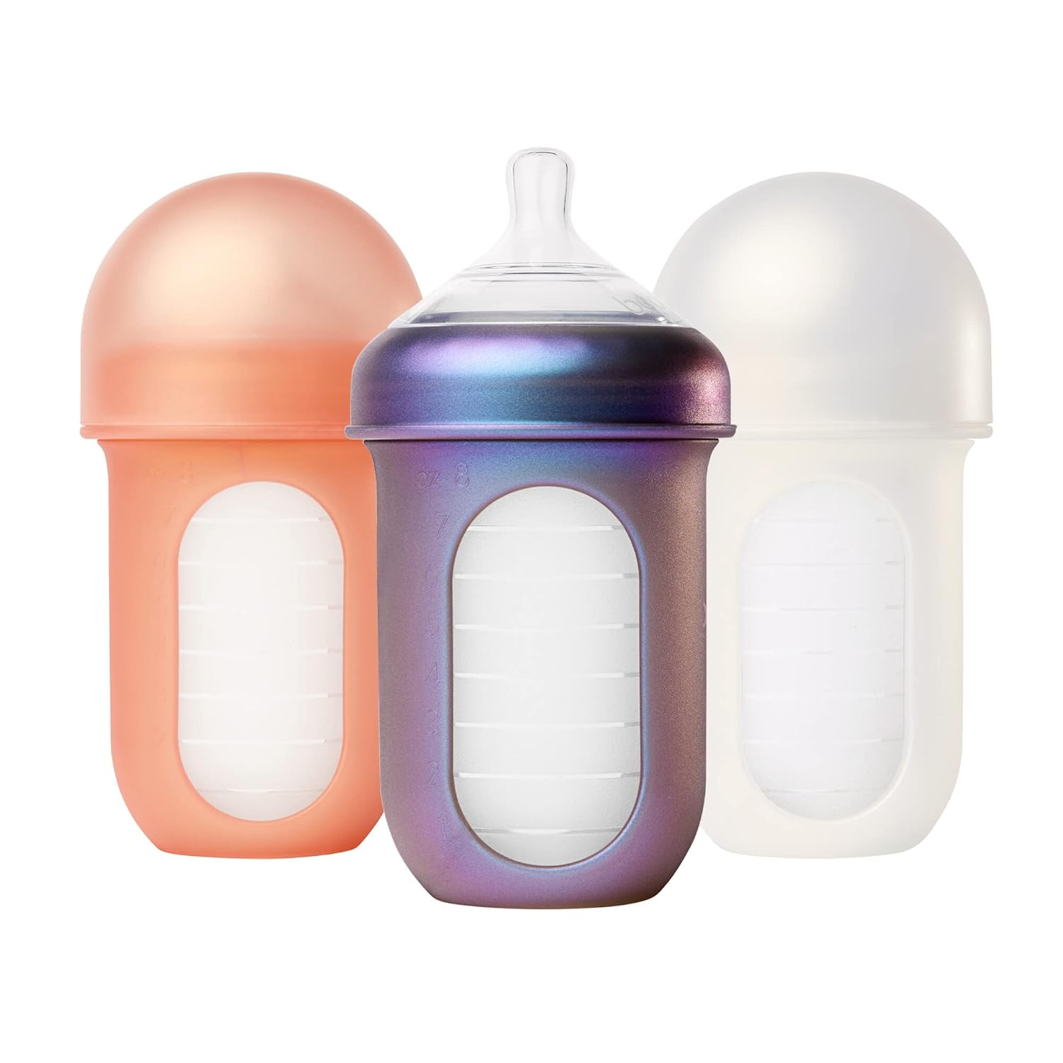 Boon Nursh Bottles - Silicone Baby Bottles Help Ease Colic Symptoms - Reusable Food-Grade Silicone Pouches with Polypropylene Shell - Medium Flow - 8 Oz - Pink - Image 8