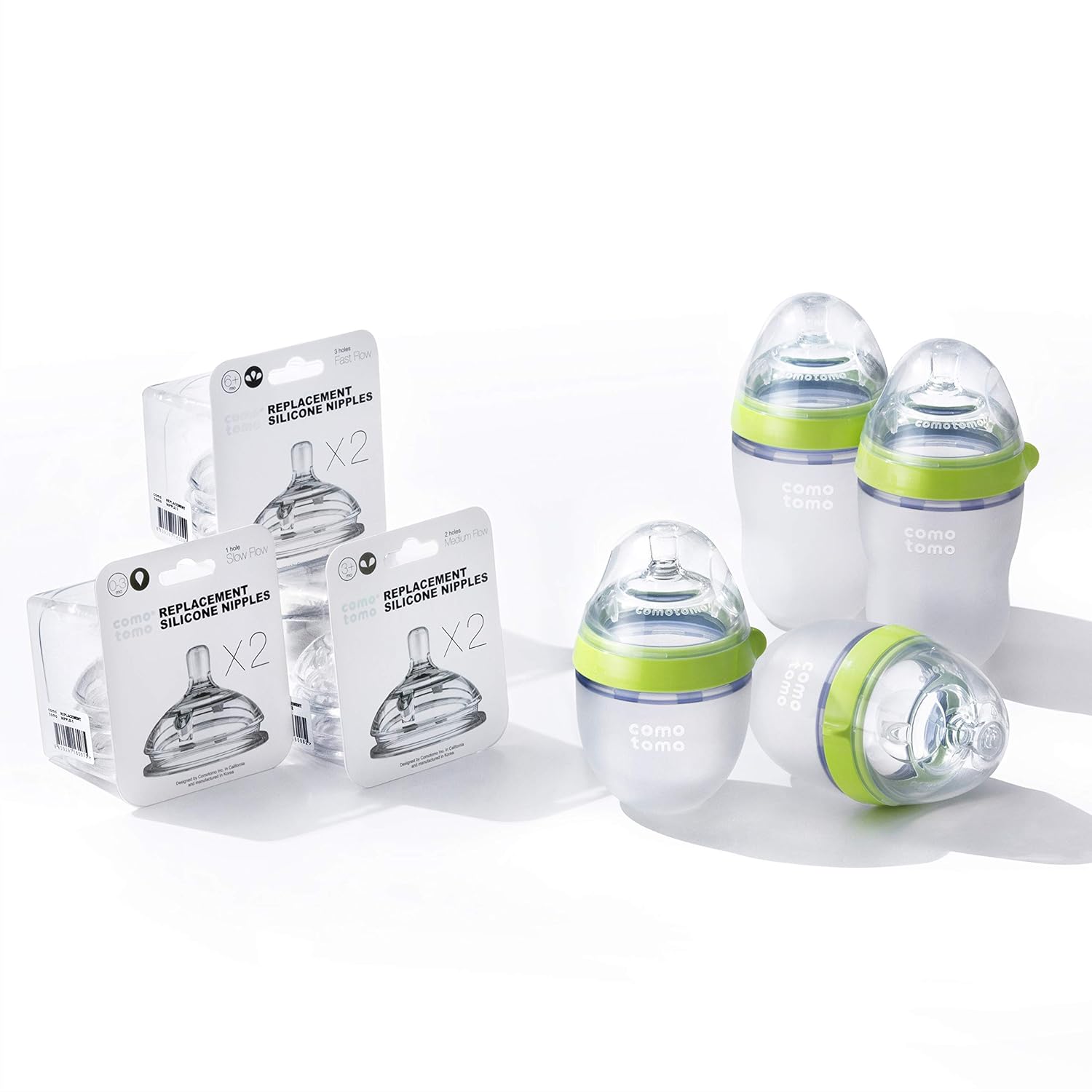 Comotomo Baby Bottle Bundle, Green, (7 Piece Set) - Image 2