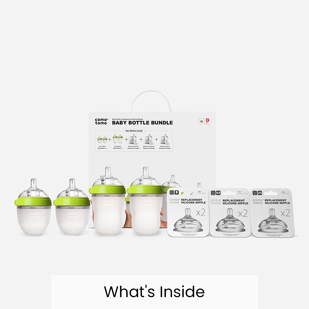 Comotomo Baby Bottle Bundle, Green, (7 Piece Set) - Image 4