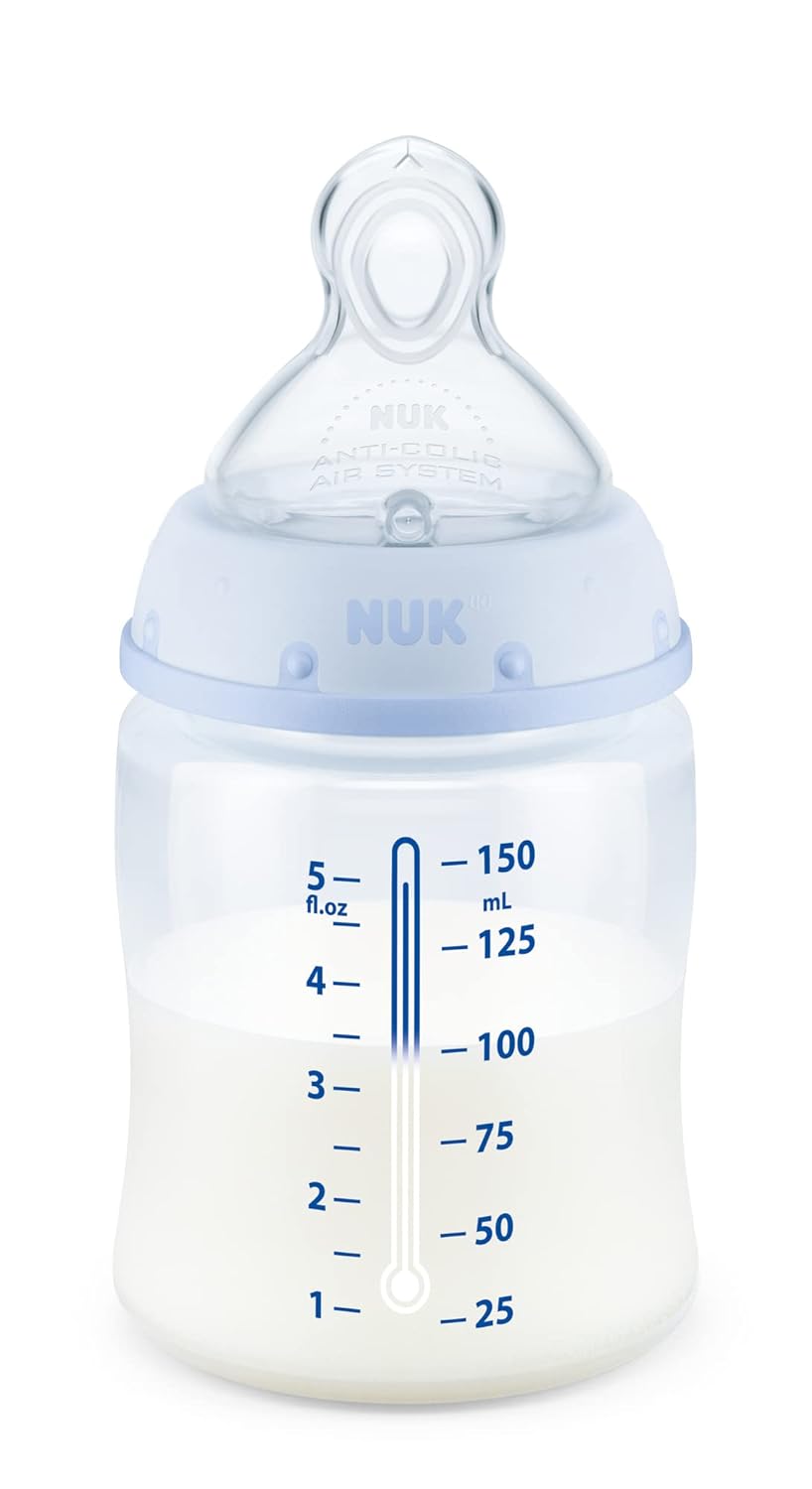 NUK Smooth Flow Anti Colic Baby Bottle, 5 oz, 4 Pack, Pink Bunnies,4 Count (Pack of 1)