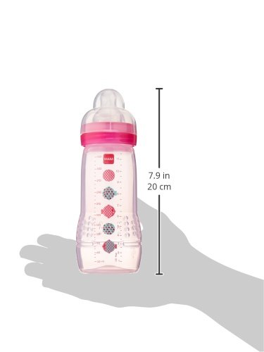 MAM Easy Active Baby Bottle 2 Pack, 11oz, BPA Free, Fast Flow Silicone Nipple, Anti-Slip Grip, Leak-Proof, 4+ Months, Purple Iris