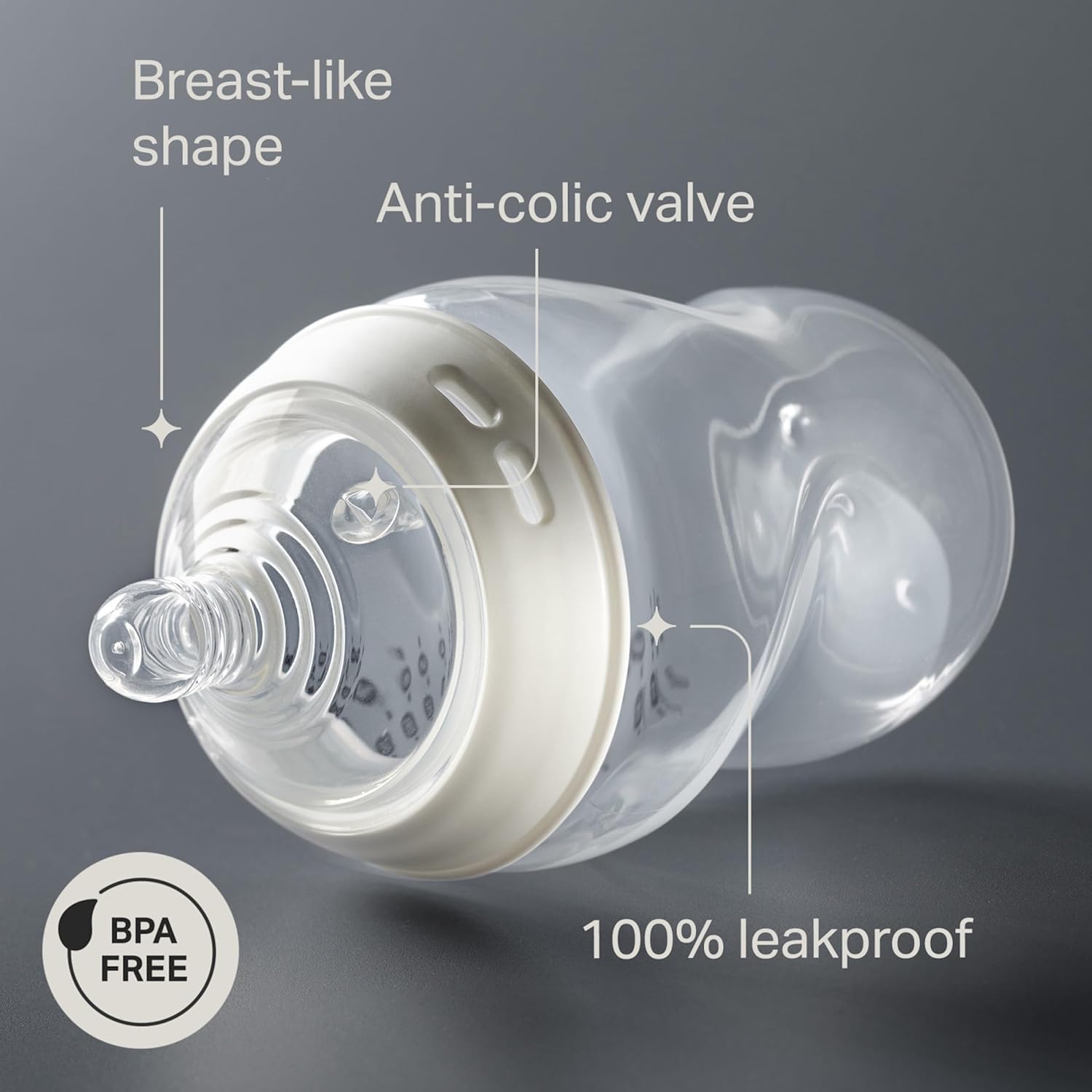 Tommee Tippee Natural Start Baby Bottle, 11oz, Thicker Feed, Breast-Like Nipple for Babies 6 Months+, Clear, 3 Count - Image 2