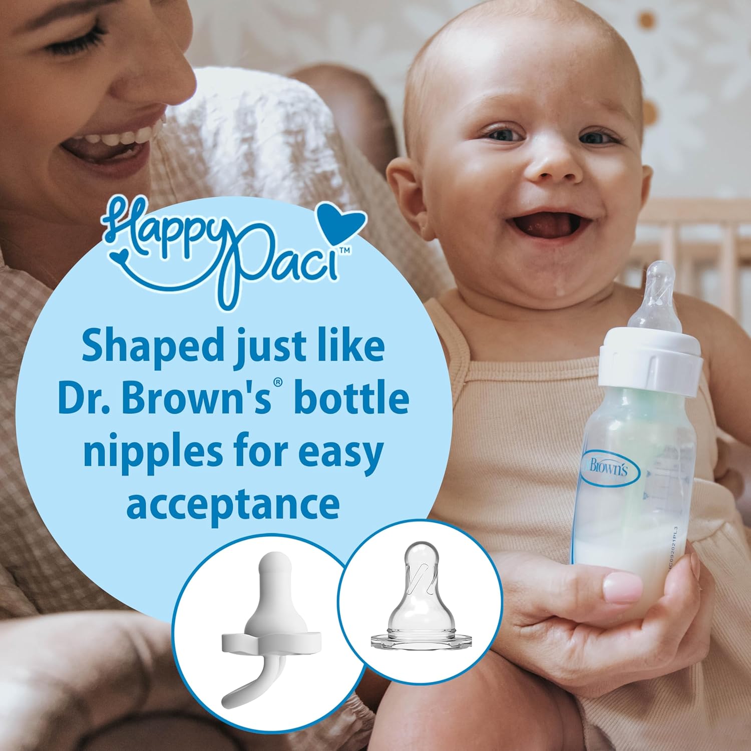 Dr. Brown's Natural Flow Anti-Colic Options+ Narrow Baby Bottle Gift Set with Advantage Pacifier & Bottle Travel Caps, 0m+ (Packaging/Pacifier May Vary) - Image 5