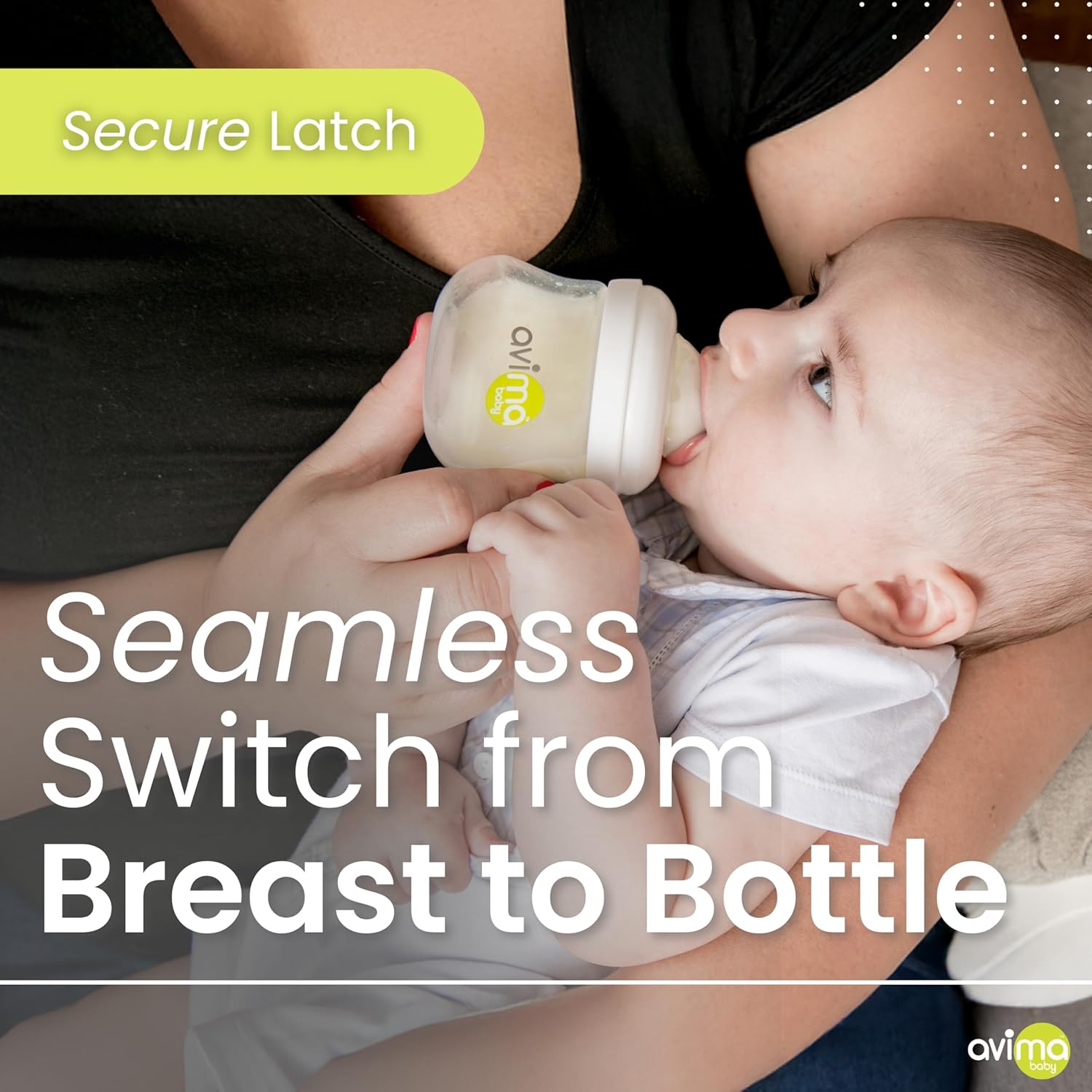 Avima Baby 4 oz Anti Colic Baby Bottles for Breastfed Babies - Slow Flow Nipples, Wide Neck Bottle, BPA Free - Newborn 0-3 Months, Stage 1 (Set of 3) - Image 3