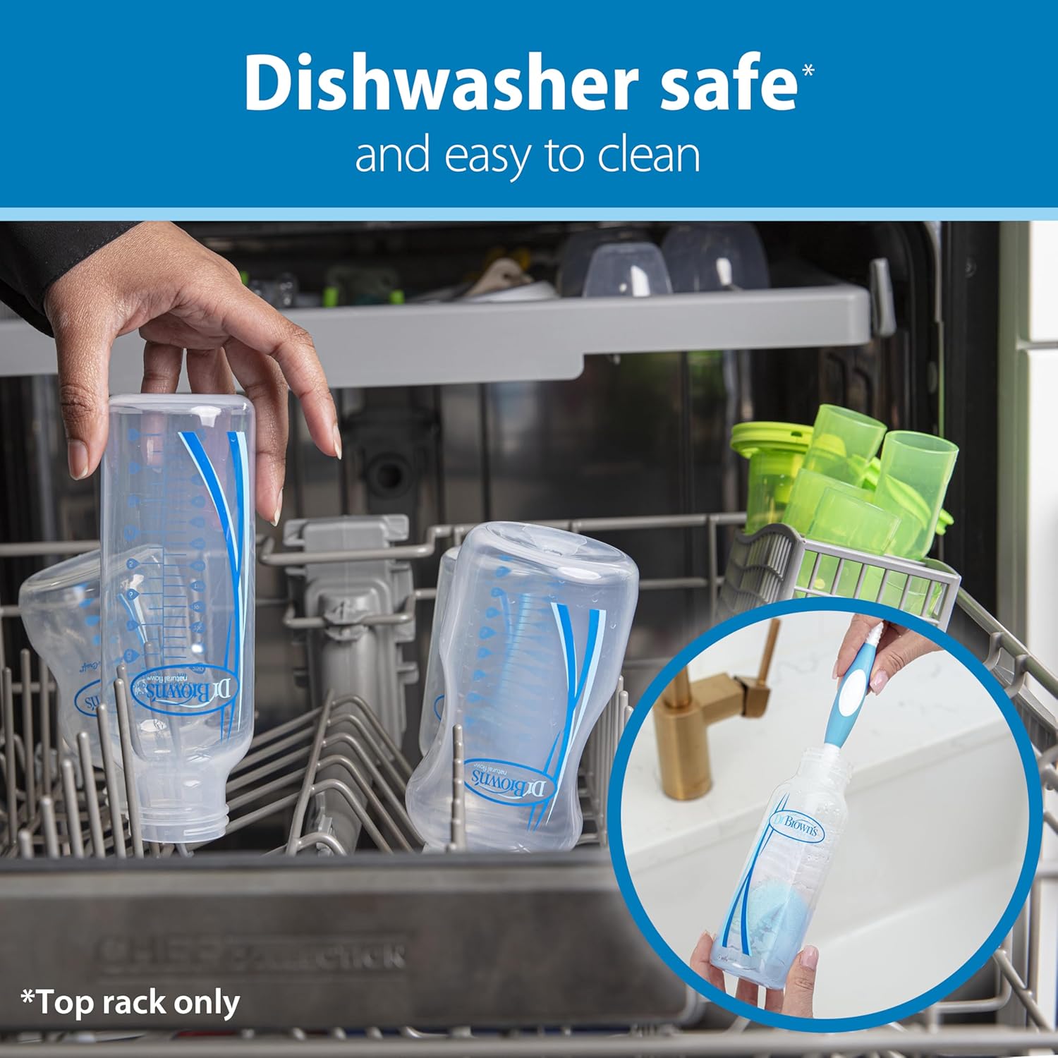 Evenflo Feeding Classic Prints Polypropylene Bottles for Baby, Infant and Newborn - Blue/Green/Teal, 8 Ounce (Pack of 12) - Image 7