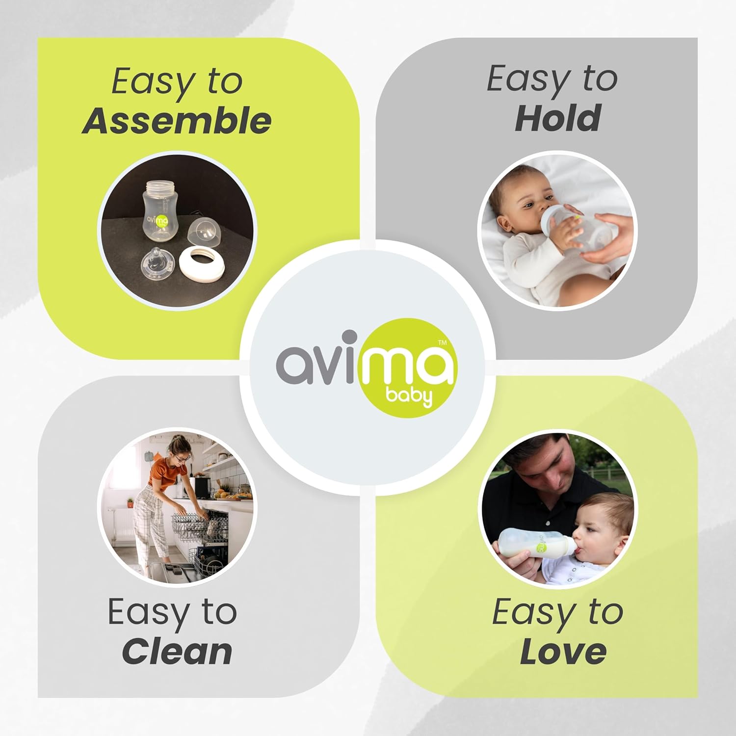 Avima Baby 4 oz Anti Colic Baby Bottles for Breastfed Babies - Slow Flow Nipples, Wide Neck Bottle, BPA Free - Newborn 0-3 Months, Stage 1 (Set of 3) - Image 5