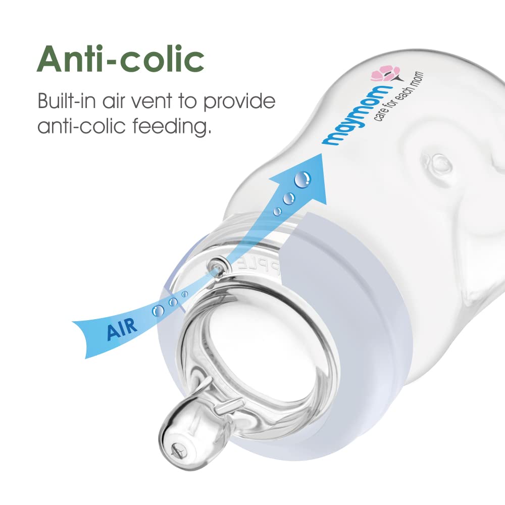 Maymom Wide-Mouth Milk Storage Feeding Collection Bottle with Nipple, Dome Cap, Bottle Top, SureSeal Sealing Disk; Compatible with Spectra Pump/Motif Luna; 5 pc (4.7Oz/140mL) - Image 5