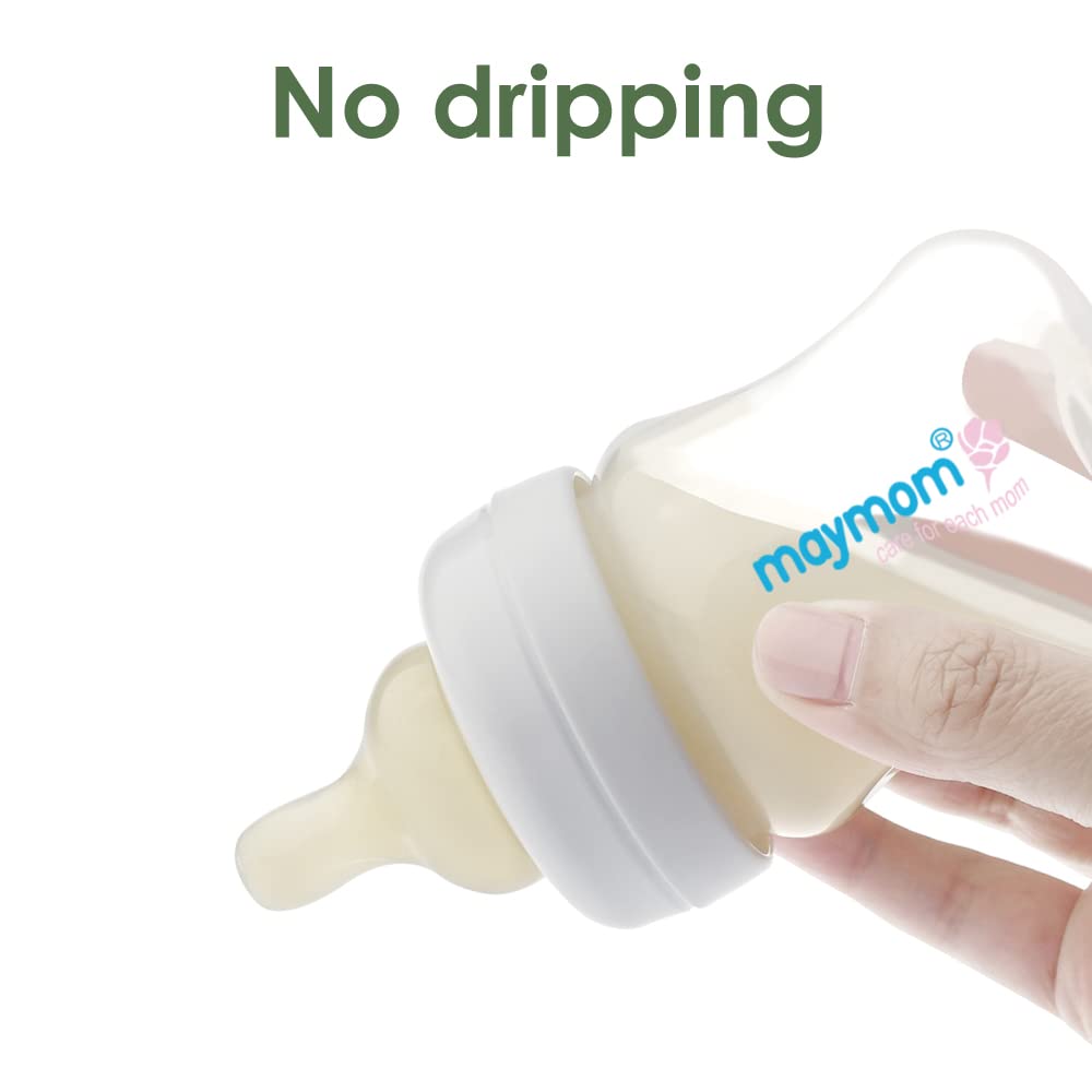 Maymom Wide-Mouth Milk Storage Feeding Collection Bottle with Nipple, Dome Cap, Bottle Top, SureSeal Sealing Disk; Compatible with Spectra Pump/Motif Luna; 5 pc (4.7Oz/140mL) - Image 6