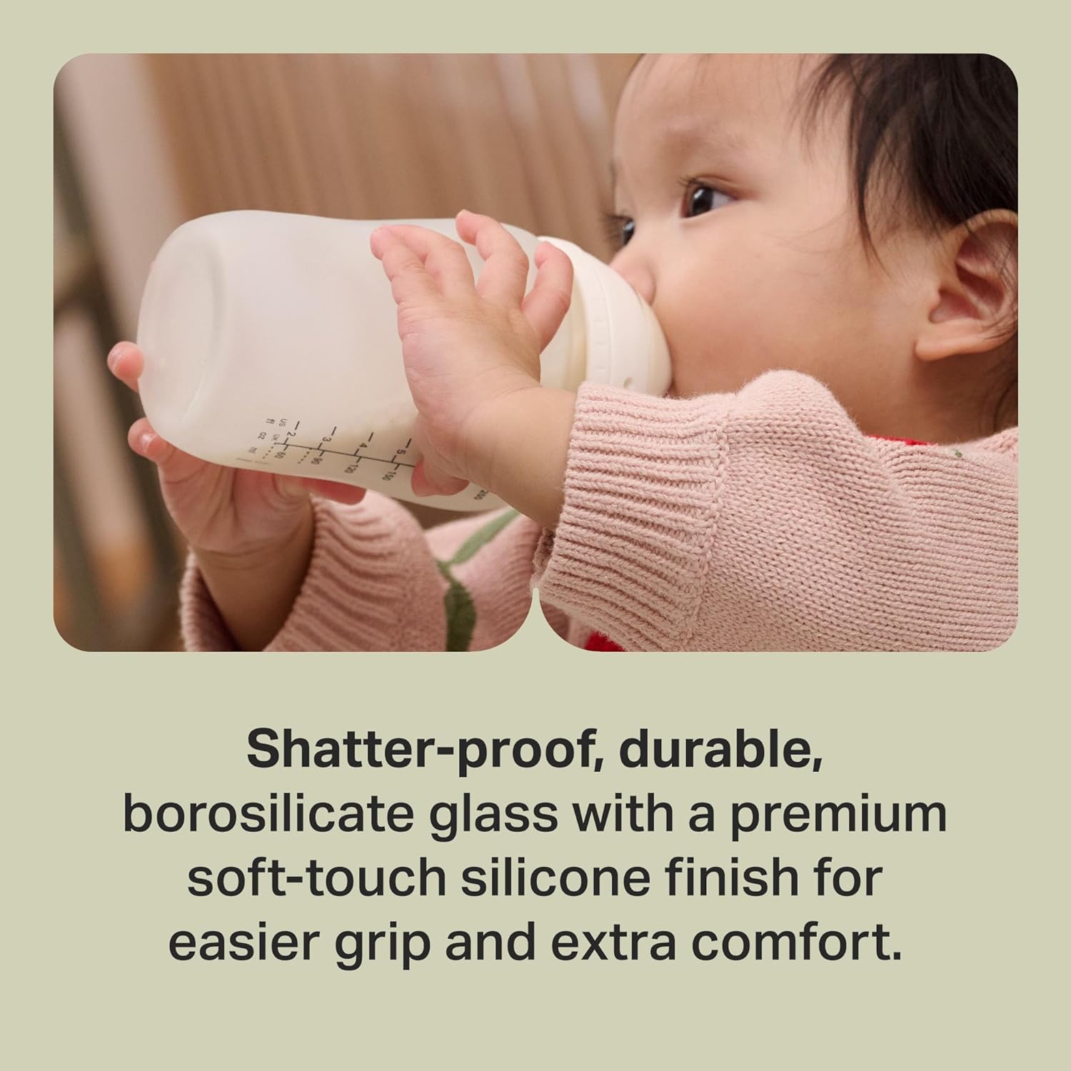 Tommee Tippee Natural Start Silicone Coated Glass Baby Bottles for Feeding from Newborn Up, 5oz, 2 Pack
