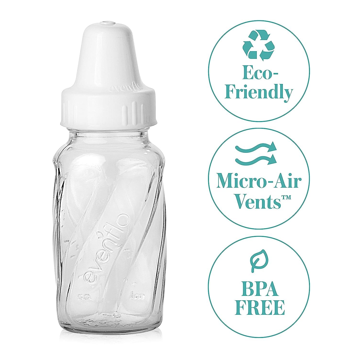 Dr. Brown's Natural Flow Anti-Colic Options+ Narrow Baby Bottle, 4 oz/120 mL, with Level 1 Slow Flow Nipple, 0m+, 4 Pack - Image 3