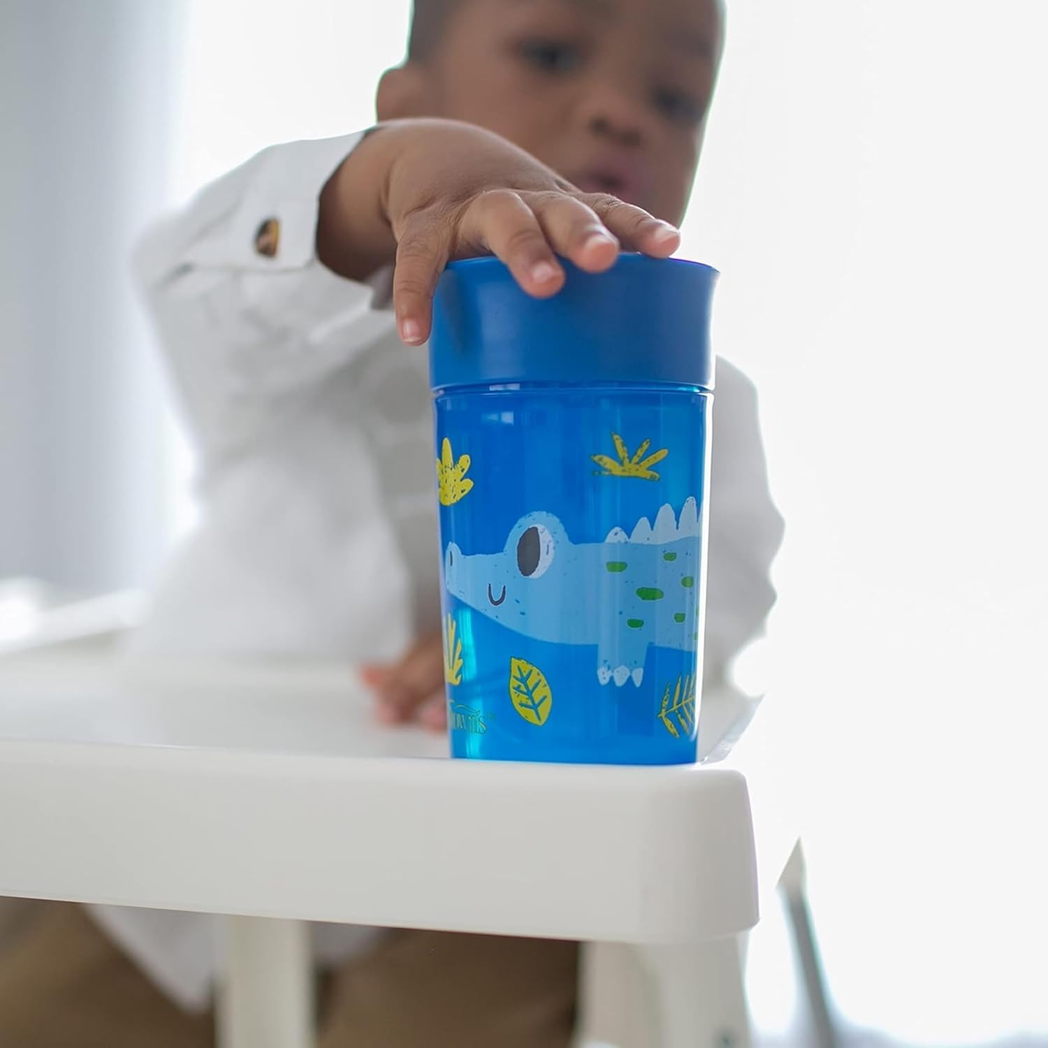 Dr. Brown's Milestones Cheers 360 Spoutless Transition Cup, Travel Friendly and Leak Free Sippy for Babies and Toddlers, Blue/Green Animals, BPA-Free, 10 oz/300 mL, 9m+, 2-Pack