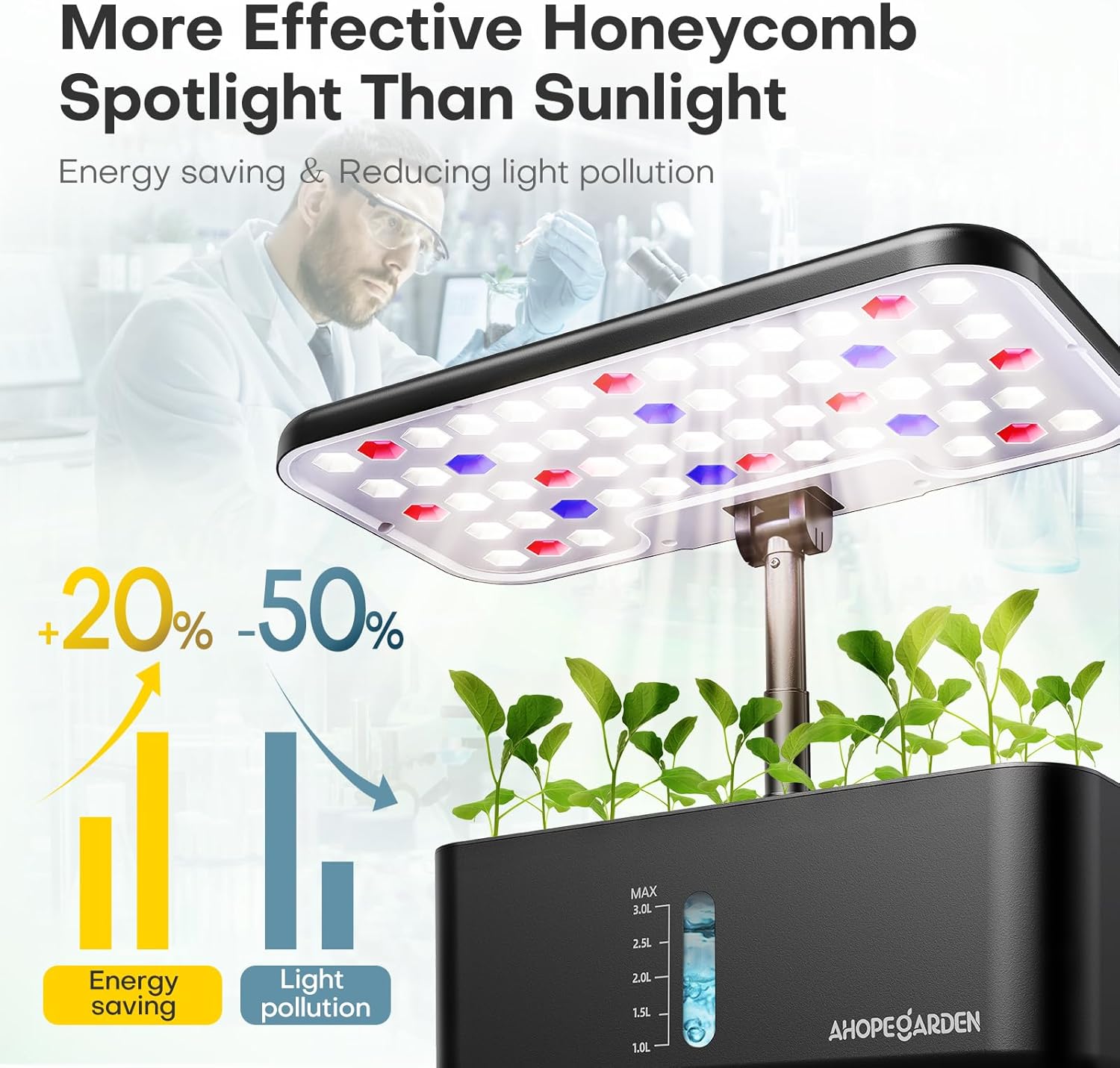 Ahopegarden Indoor Garden Hydroponics Growing System: 10 Pods Plant Germination Kit Herb Vegetable Growth Lamp Countertop with LED Grow Light - Hydrophonic Planter Grower Harvest Lettuce