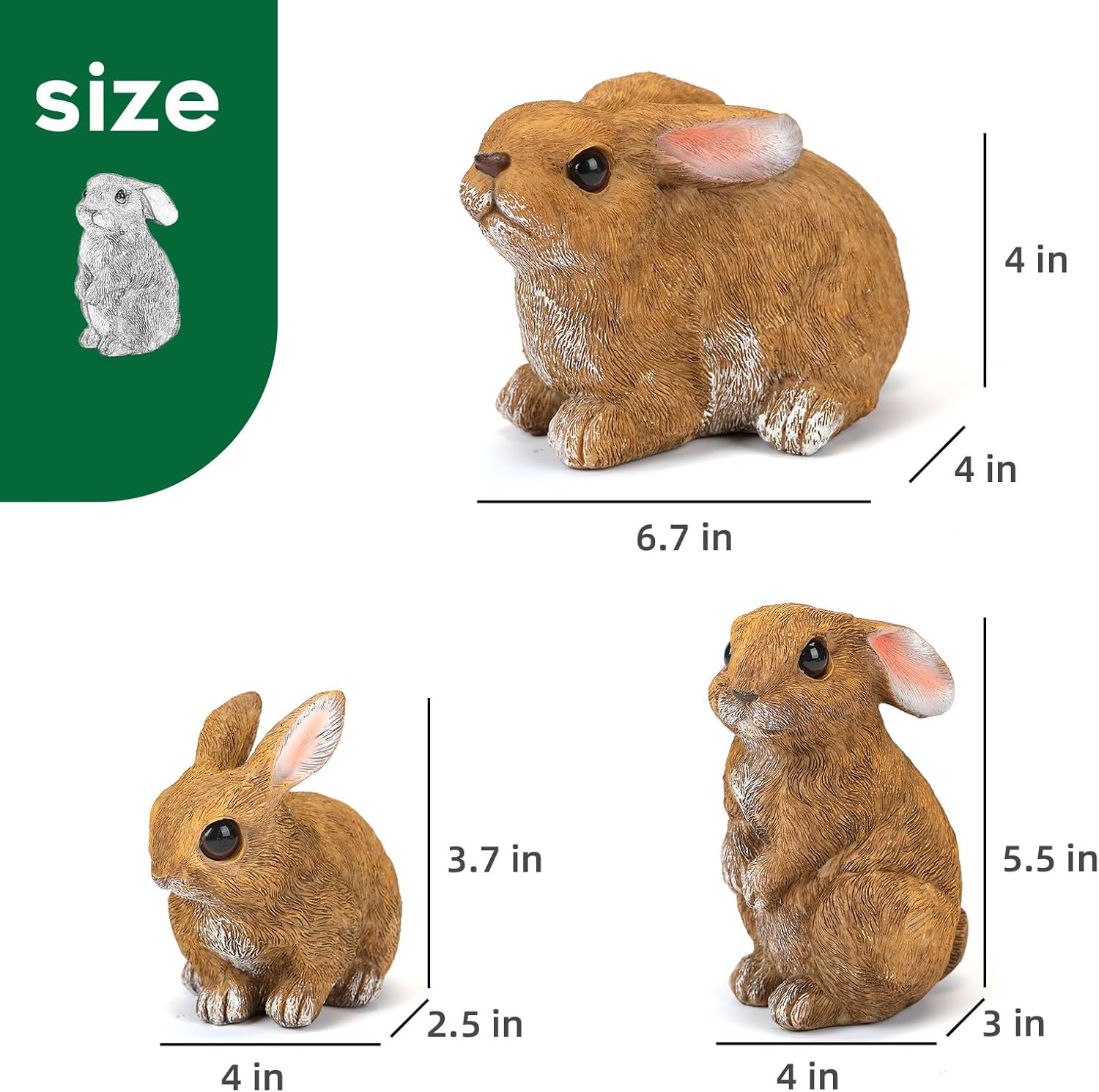 LEGIFO Bunny Decor Yard Decorations Outdoor Set of 3, Bunny Decorations for Home Garden Outdoor Statues, Easter Rabbit Figurines mom Gifts